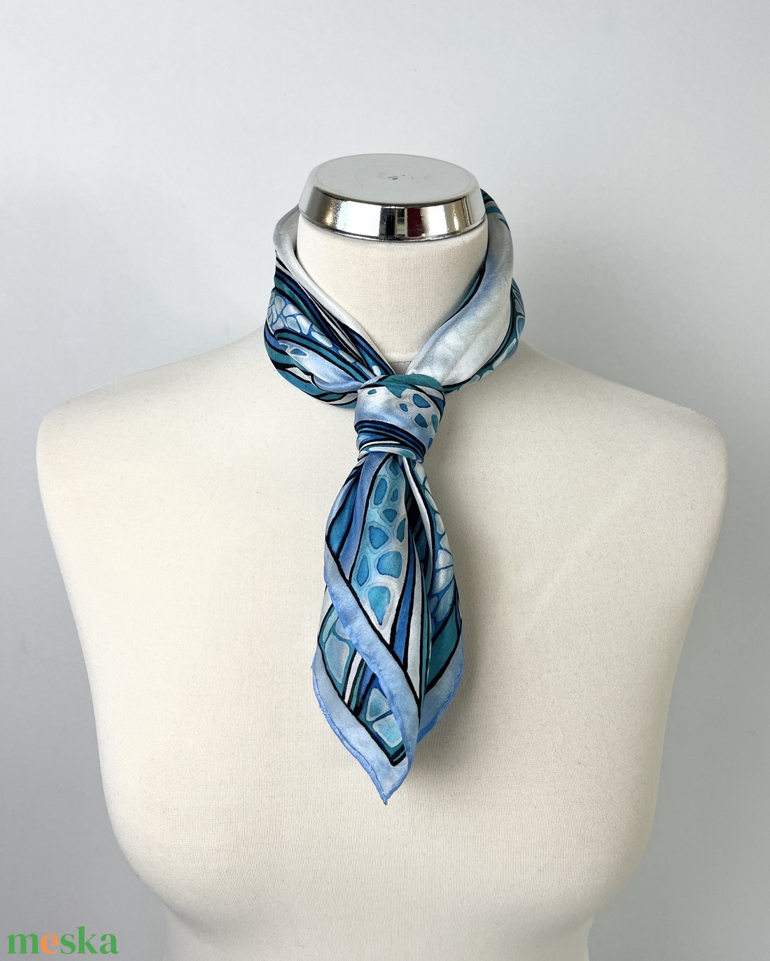 Áramlatok-kék selyemkendő - ruha & divat - sál, sapka, kendő - kendő - Meska.hu