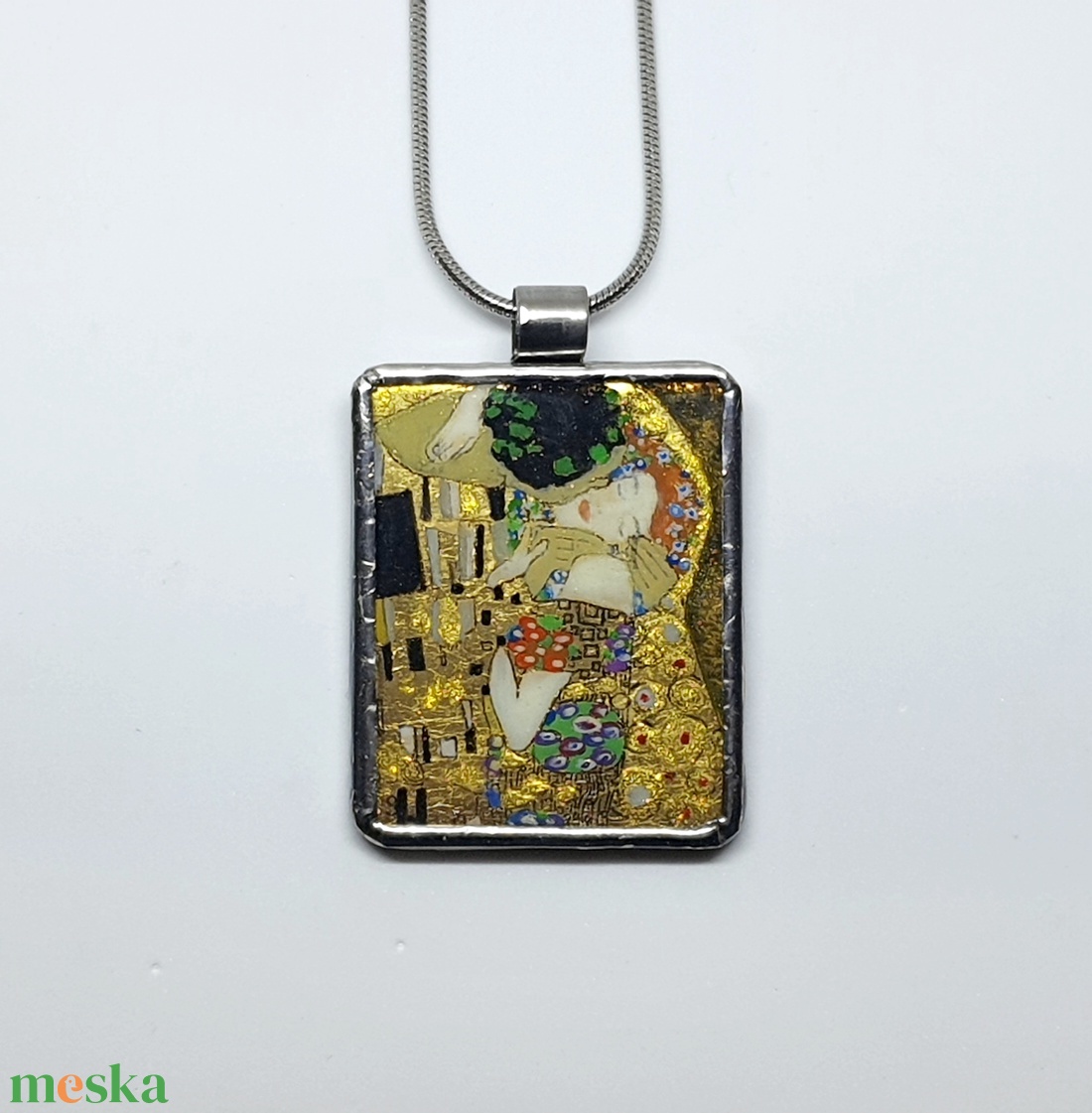 Klimt/Csók kézzel festett medál - ékszer - nyaklánc - medálos nyaklánc - Meska.hu
