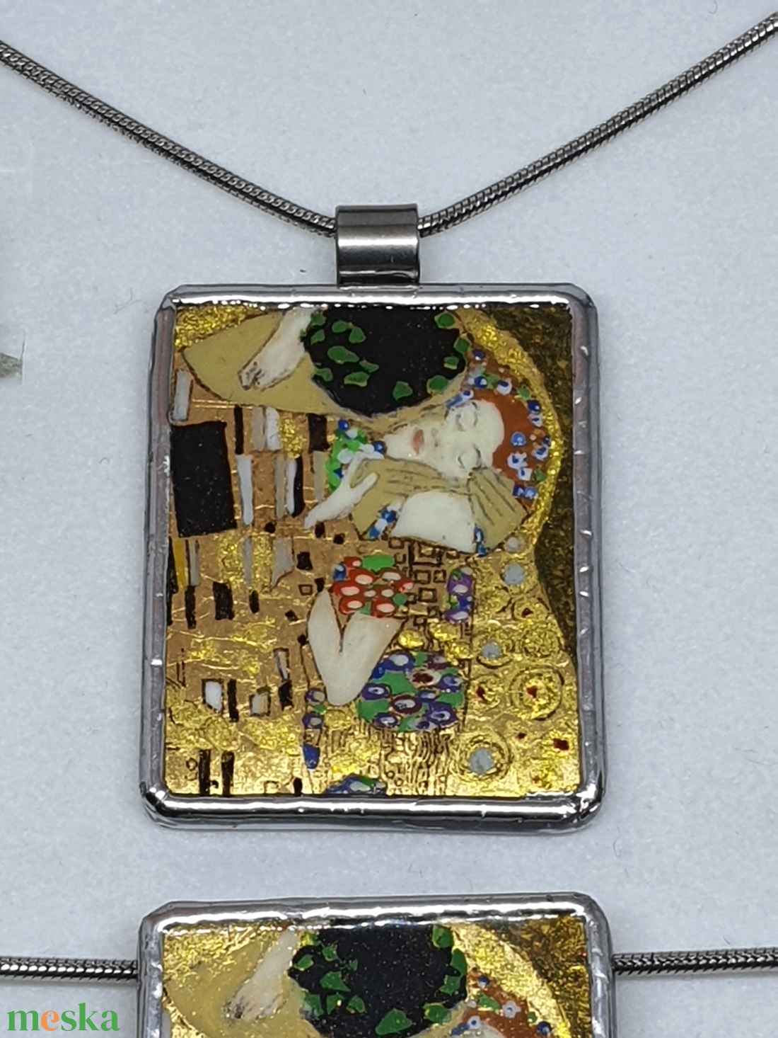 Klimt/Csók kézzel festett medál - ékszer - nyaklánc - medálos nyaklánc - Meska.hu