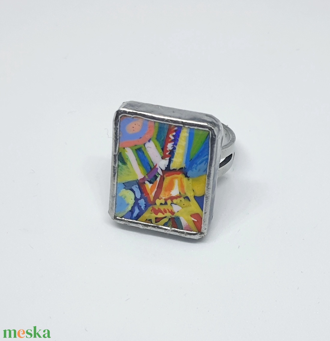 Delaunay - Eiffel torony kézzel festett állítható gyűrű - ékszer - gyűrű - figurális gyűrű - Meska.hu