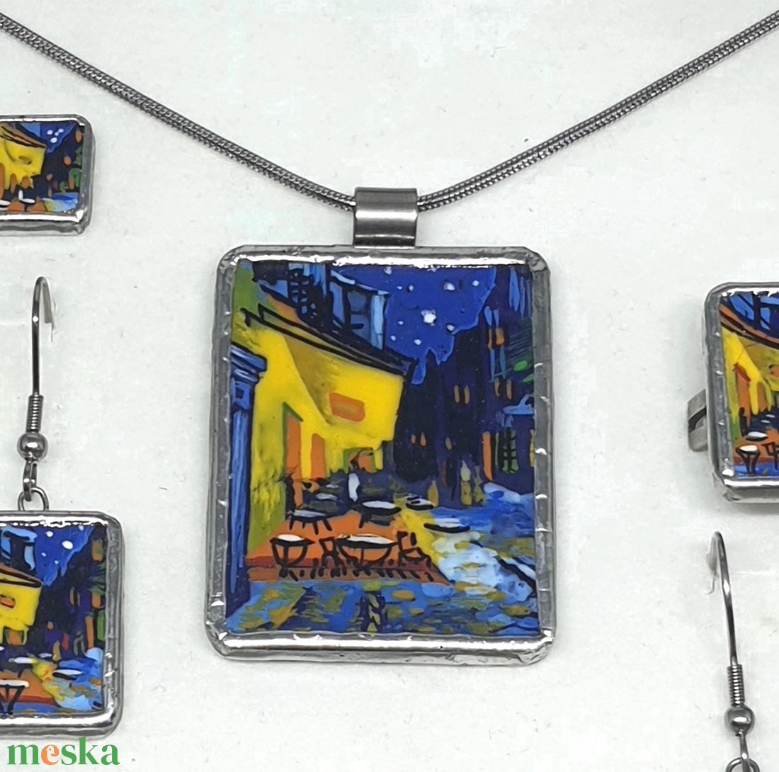 Van Gogh - Éjjeli kávázó kézzel festett medál - ékszer - nyaklánc - medálos nyaklánc - Meska.hu