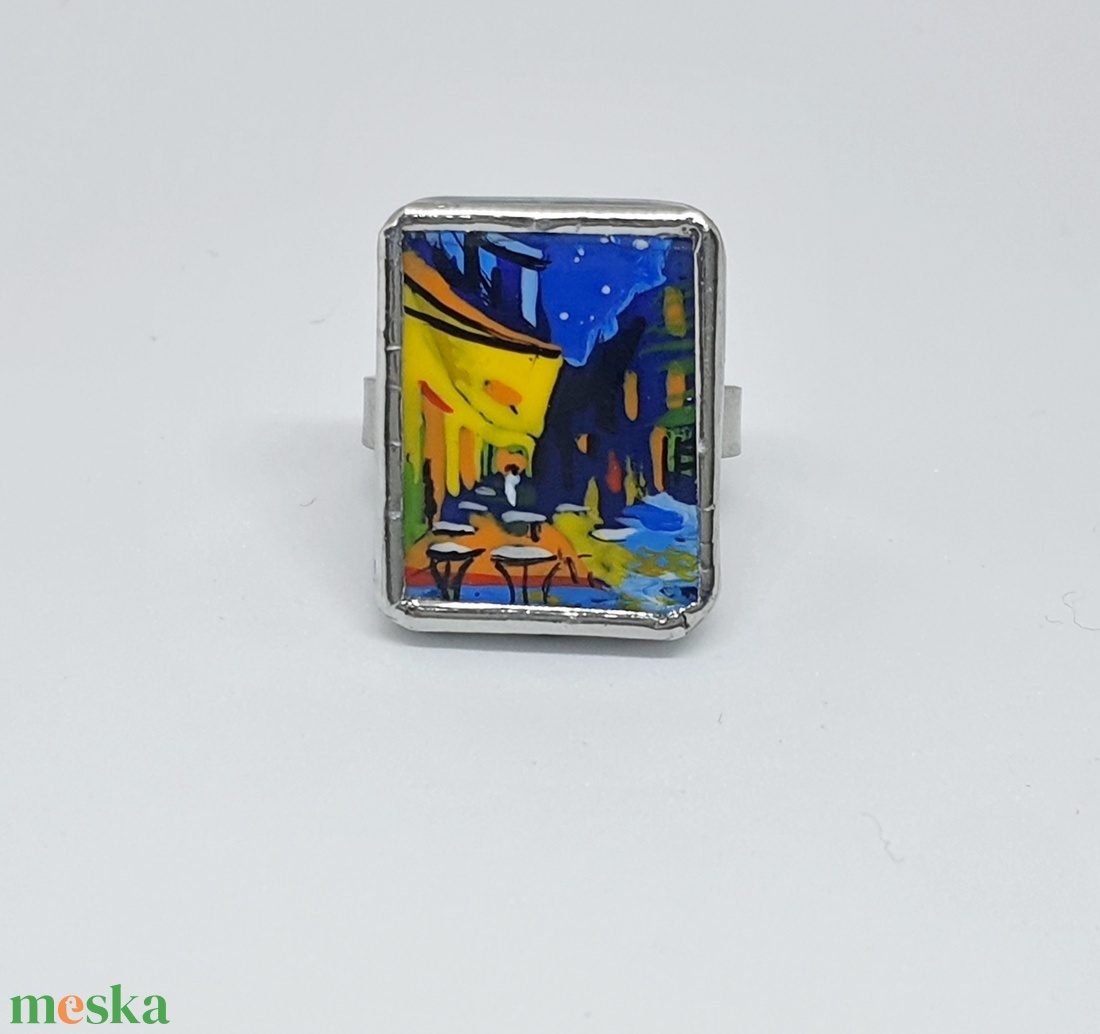 Van Gogh - Éjjeli kávézó kézzel festett állítható gyűrű - ékszer - gyűrű - figurális gyűrű - Meska.hu Van Gogh - Éjjeli kávézó kézzel festett állítható gyűrű - ékszer - gyűrű - figurális gyűrű - Meska.hu