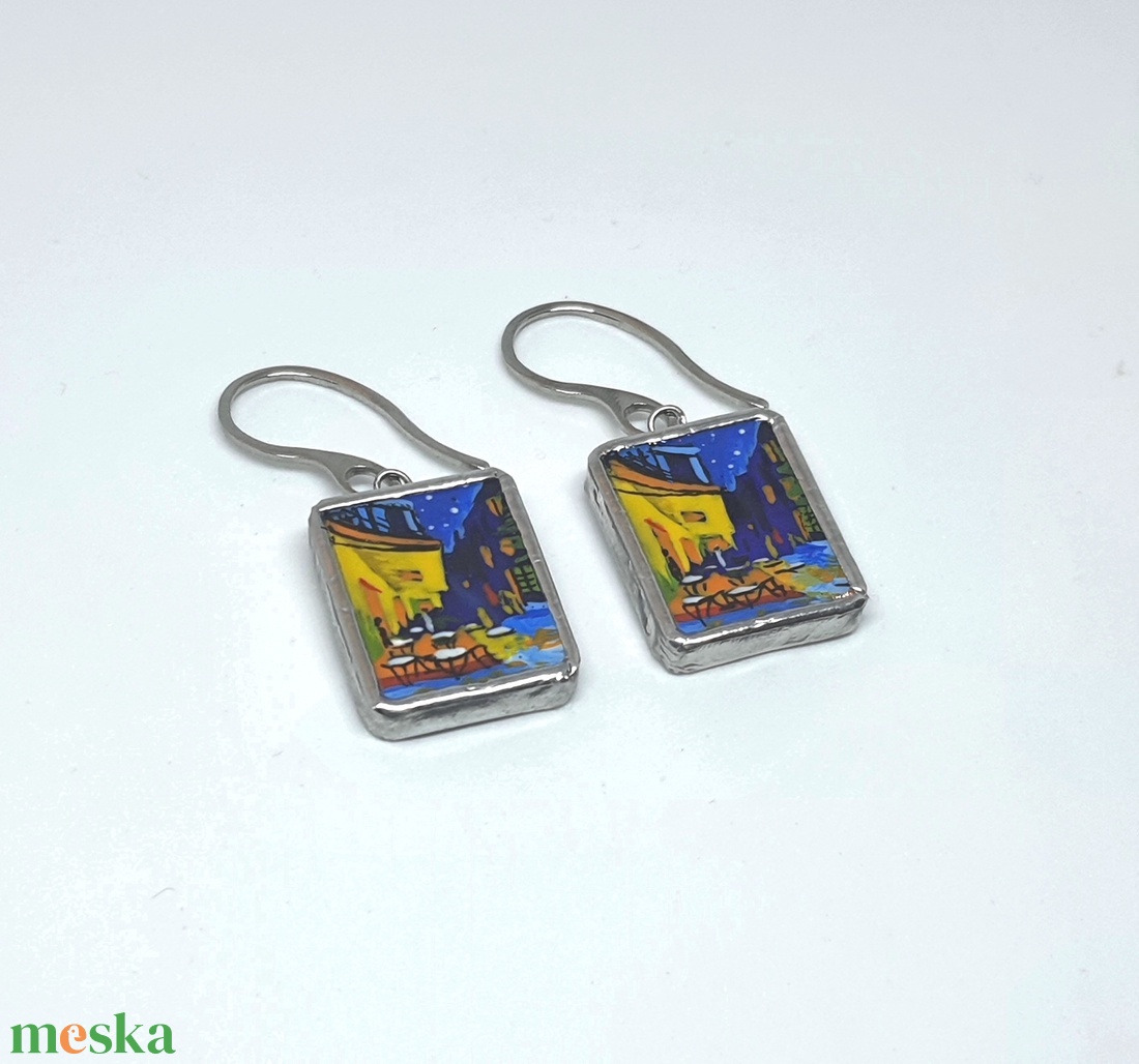 Van Gogh - Éjjeli kávézó - nagy lógós füli - ékszer - fülbevaló - lógó fülbevaló - Meska.hu Van Gogh - Éjjeli kávézó - nagy lógós füli - ékszer - fülbevaló - lógó fülbevaló - Meska.hu