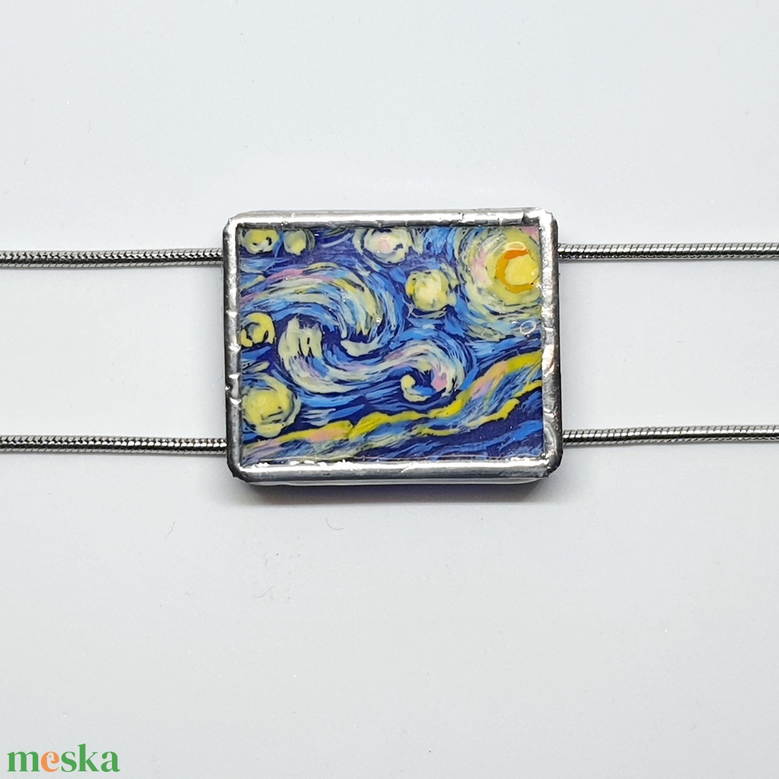 Van Gogh - Csillagos éj kézzel festett karkötő - ékszer - nyaklánc - medálos nyaklánc - Meska.hu