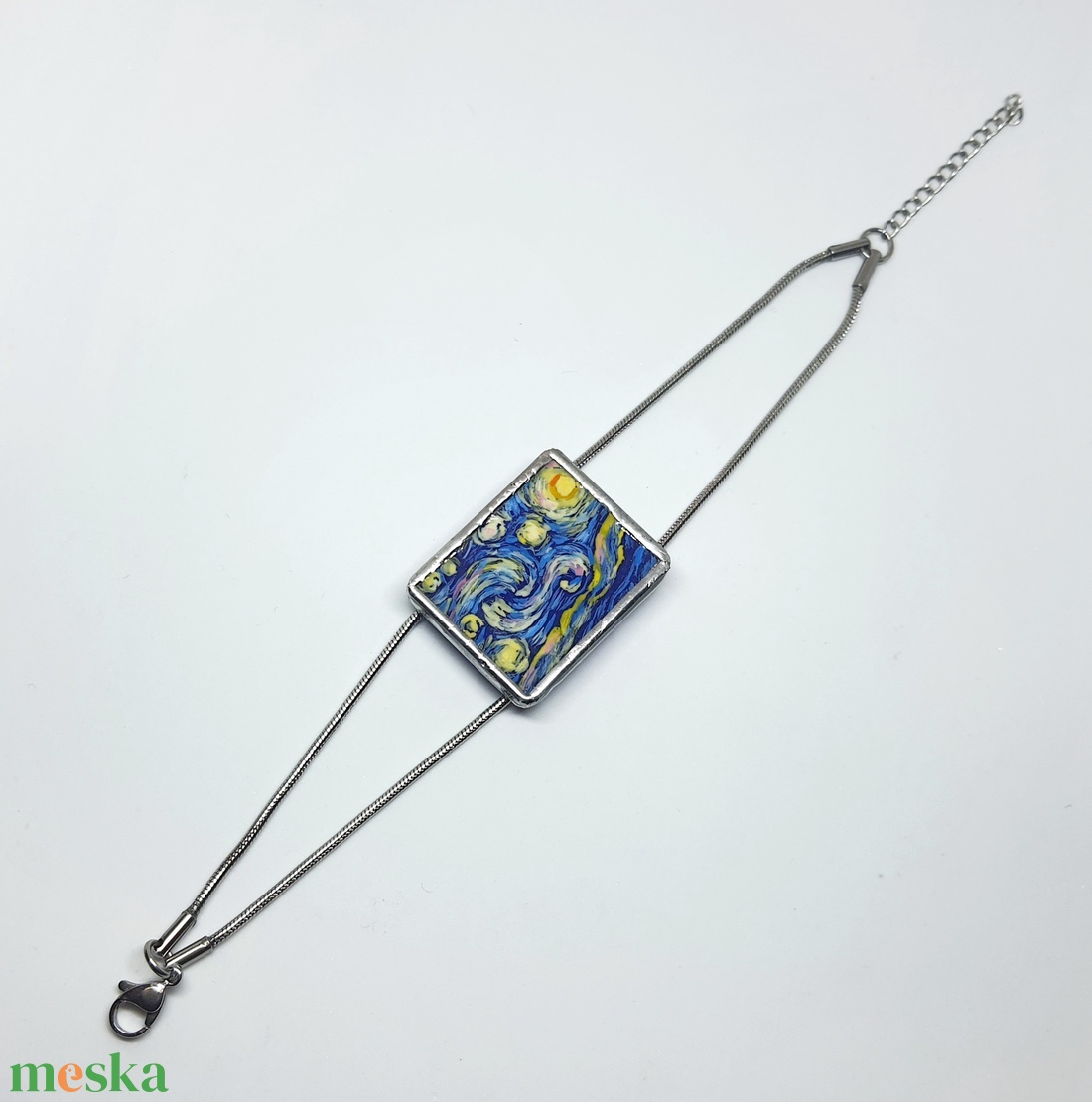 Van Gogh - Csillagos éj kézzel festett karkötő - ékszer - nyaklánc - medálos nyaklánc - Meska.hu