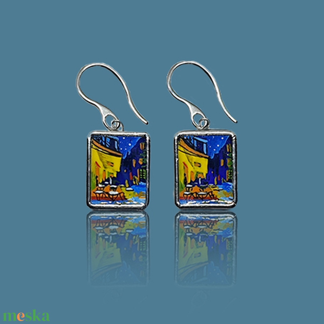 Van Gogh - Éjjeli kávézó - nagy lógós füli - ékszer - fülbevaló - lógó fülbevaló - Meska.hu Van Gogh - Éjjeli kávézó - nagy lógós füli - ékszer - fülbevaló - lógó fülbevaló - Meska.hu