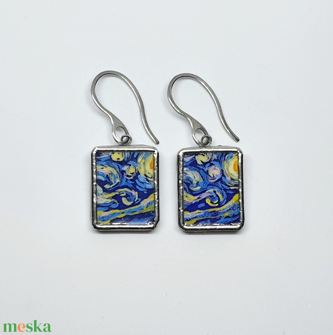 Van Gogh - Csillagos éj kézzel festett nagy lógós fülbevaló - ékszer - fülbevaló - lógó fülbevaló - Meska.hu Van Gogh - Csillagos éj kézzel festett nagy lógós fülbevaló - ékszer - fülbevaló - lógó fülbevaló - Meska.hu