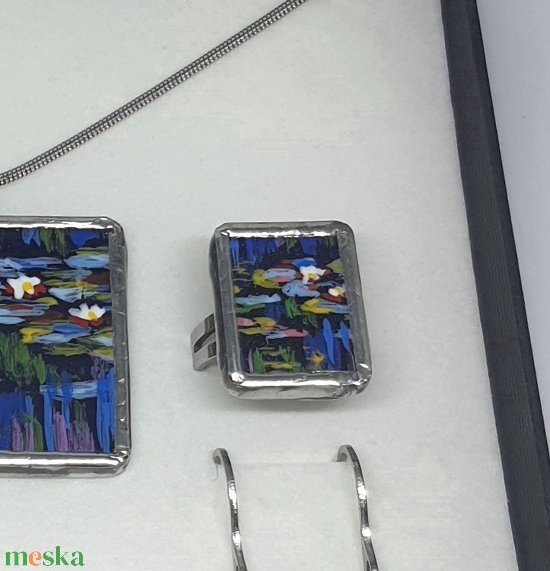 Monet - Tavirózsák kézzel festett gyűrű - ékszer - gyűrű - figurális gyűrű - Meska.hu