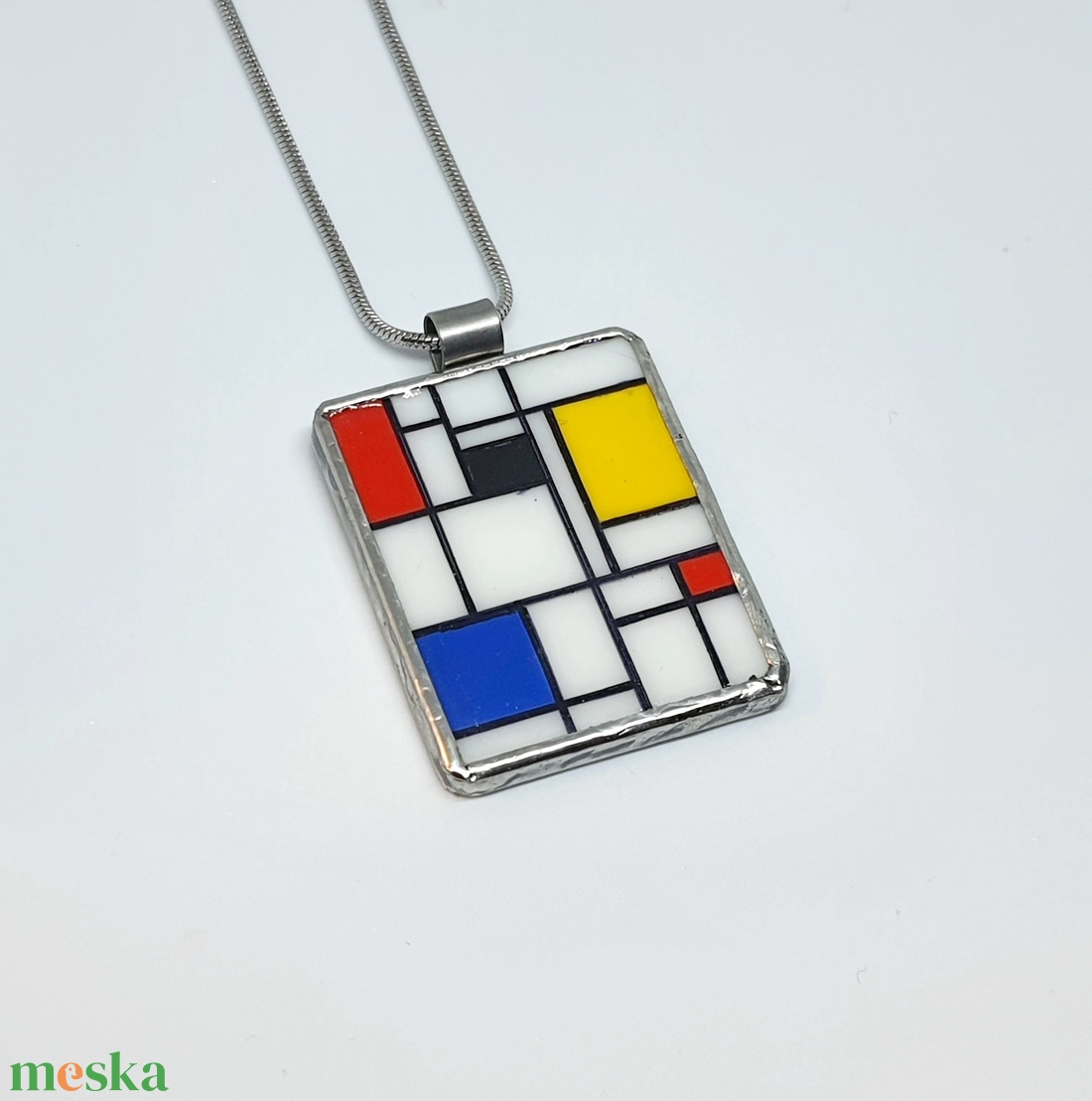 Mondrian - kézzel festett kompozíció - medál - ékszer - nyaklánc - medálos nyaklánc - Meska.hu Mondrian - kézzel festett kompozíció - medál - ékszer - nyaklánc - medálos nyaklánc - Meska.hu