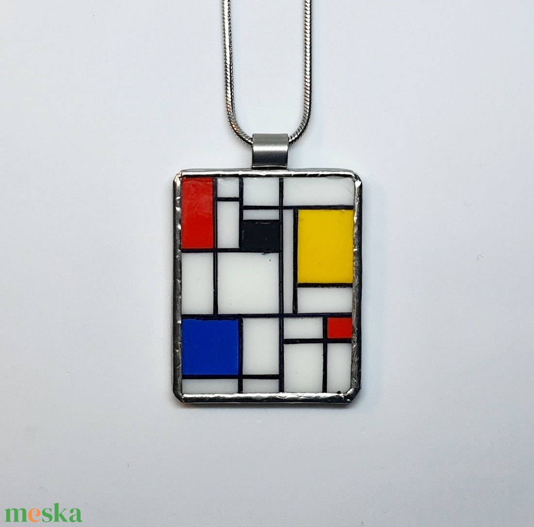 Mondrian - kézzel festett kompozíció - medál - ékszer - nyaklánc - medálos nyaklánc - Meska.hu Mondrian - kézzel festett kompozíció - medál - ékszer - nyaklánc - medálos nyaklánc - Meska.hu