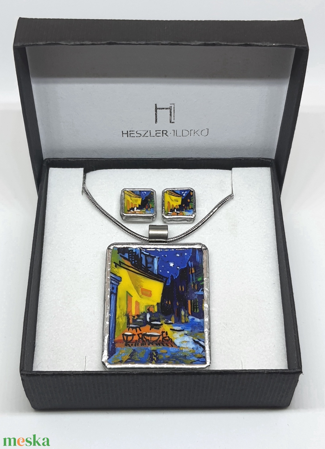 Van Gogh - Éjjeli kávézó kézzel festett szett - ékszer - ékszerszett - Meska.hu