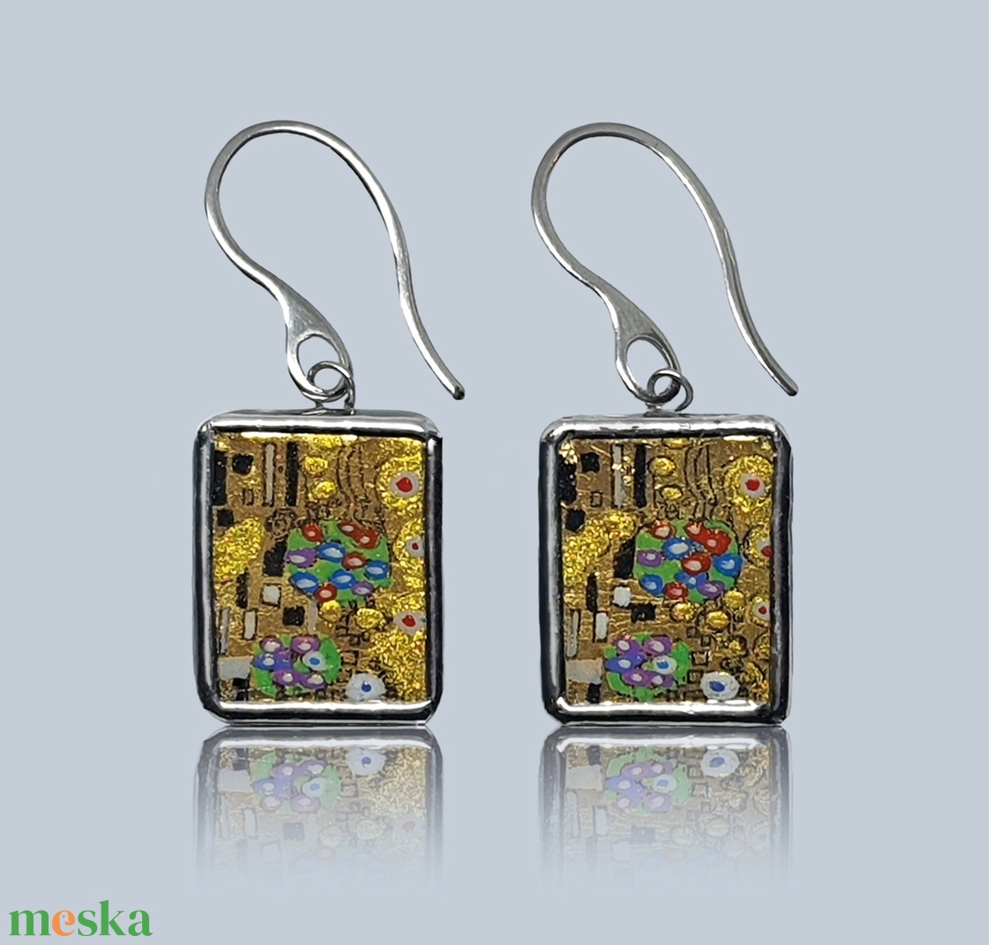 Klimt - Csók kézzel festett nagy lógós fülbevaló - ékszer - fülbevaló - lógó fülbevaló - Meska.hu Klimt - Csók kézzel festett nagy lógós fülbevaló - ékszer - fülbevaló - lógó fülbevaló - Meska.hu