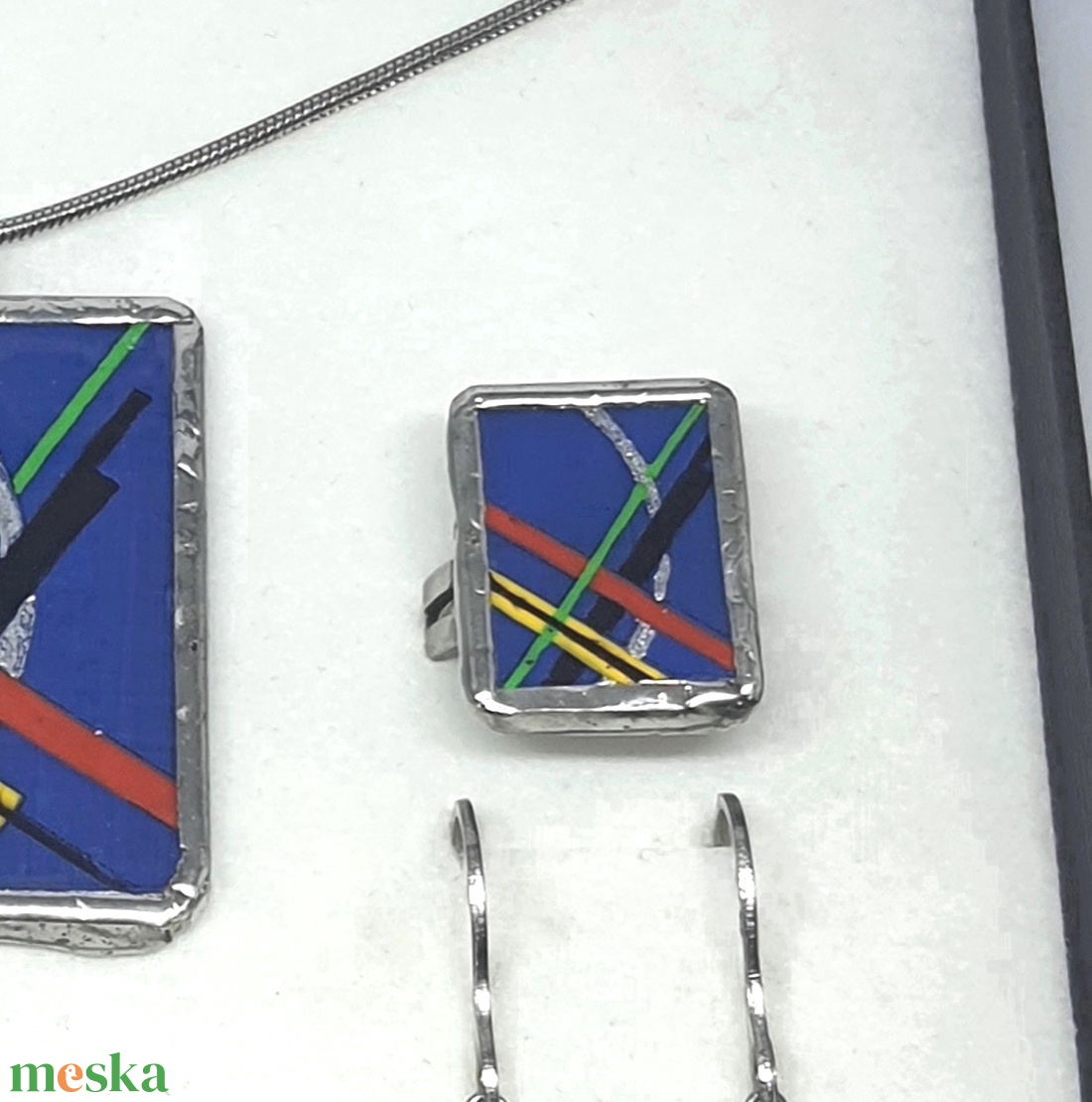 Moholy-Nagy kézzel festett Kék kompozíció - gyűrű - ékszer - gyűrű - figurális gyűrű - Meska.hu