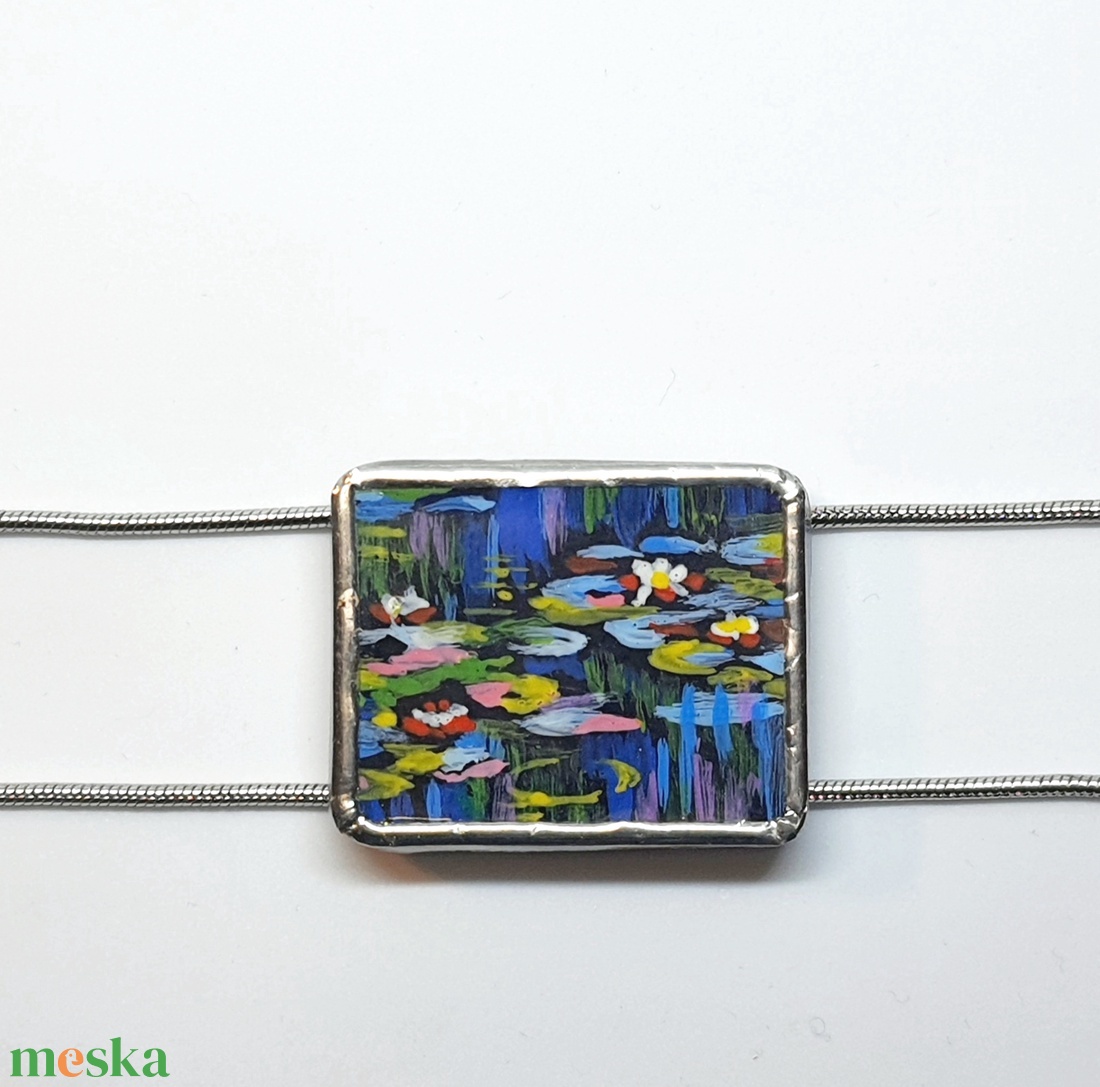 Monet - Tavirózsák kézzel festett karkötő - ékszer - karkötő - karkötő medállal - Meska.hu