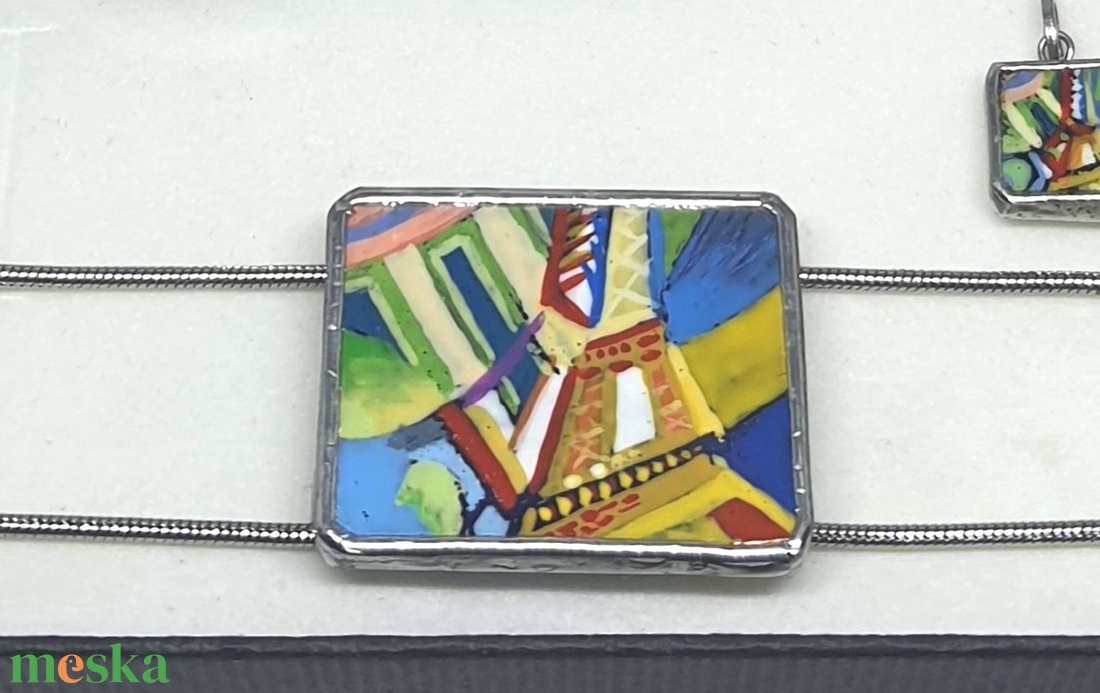 Delaunay - Eiffel torony kézzel festett Karkötő - ékszer - karkötő - karkötő medállal - Meska.hu