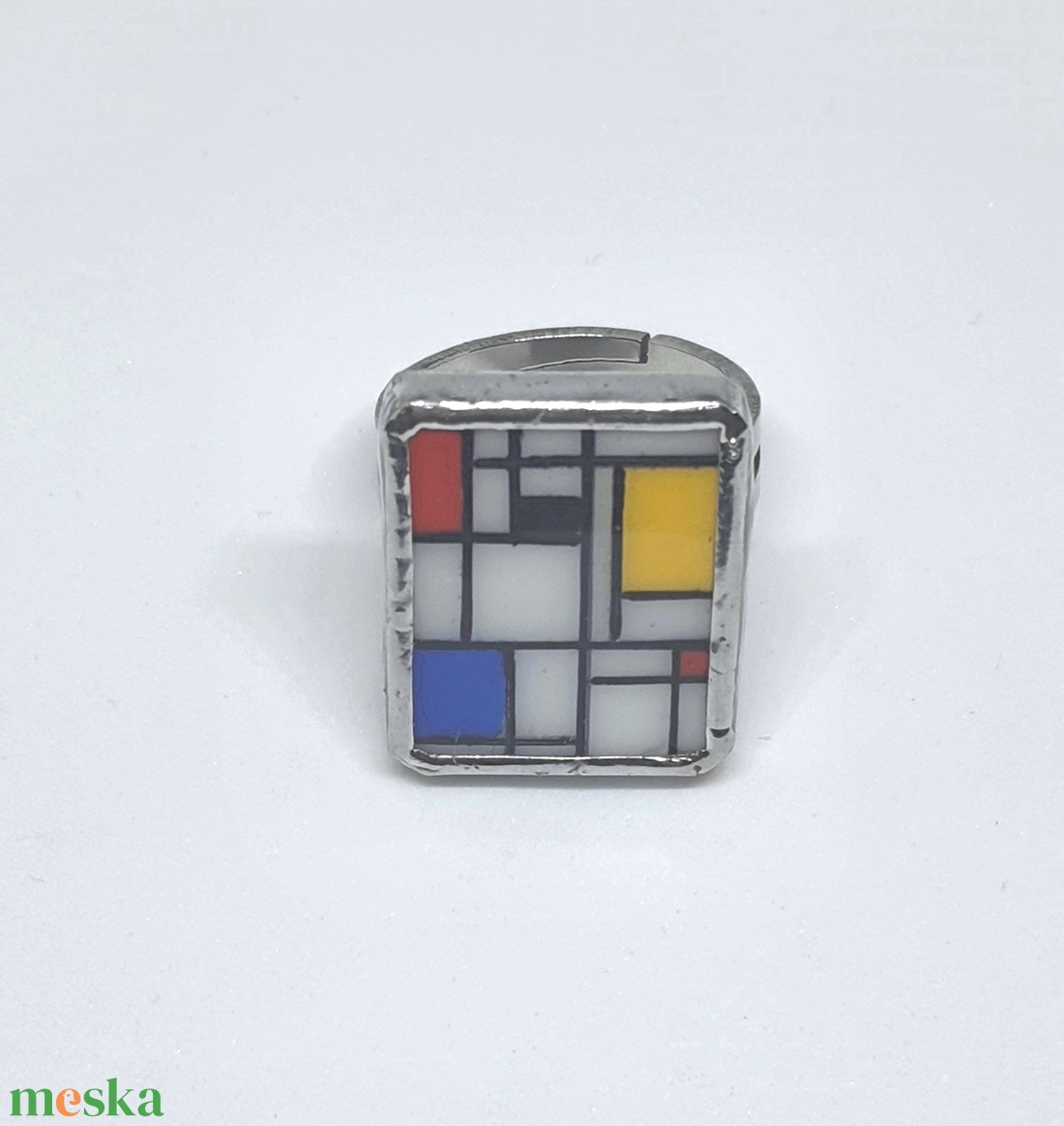 Mondrian - kézzel festett kompozíció - gyűrű - ékszer - gyűrű - figurális gyűrű - Meska.hu Mondrian - kézzel festett kompozíció - gyűrű - ékszer - gyűrű - figurális gyűrű - Meska.hu