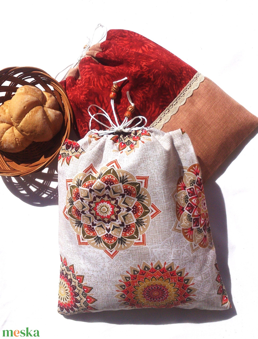 Kenyeres zsák - mandalás/kézműves batikolt - péksüteményes zsák - zero waste-  ajándék - táska & tok - bevásárlás & shopper táska - kenyeres zsák - Meska.hu