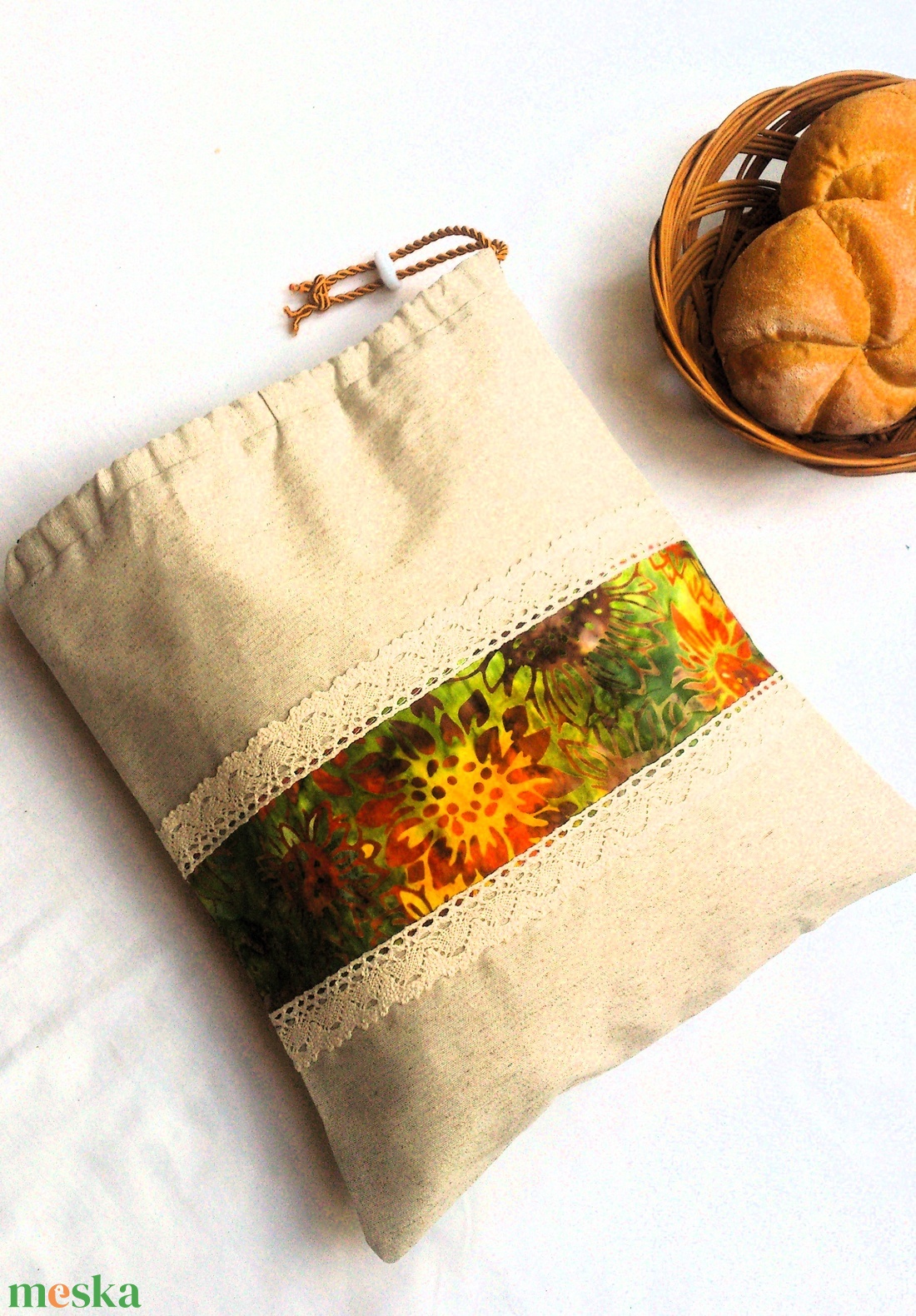 Akciós! Kenyeres zsák - péksüteményes zsák - napraforgós - zero waste- Ajándék - otthon & életmód - konyhafelszerelés, tálalás - konyhai tárolás - kenyértartó - Meska.hu