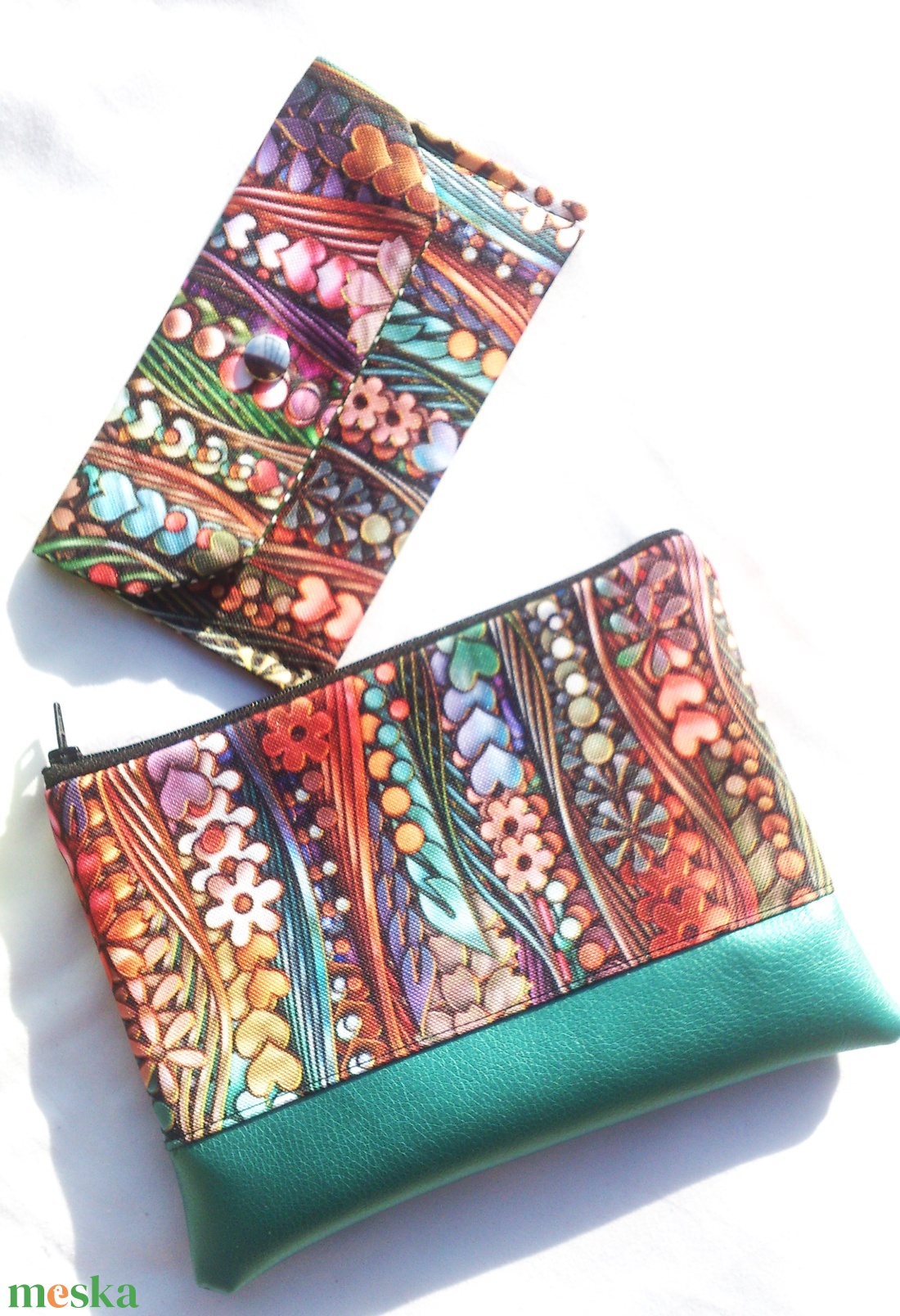 Akciós! Türkiz-zöld - menta - vízálló neszi, zsepitartó - ajándék szett - Karácsony - táska & tok - neszesszer - Meska.hu