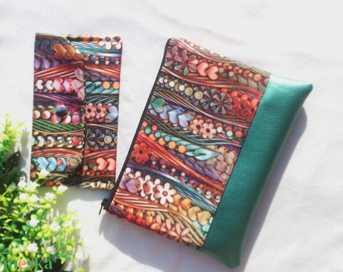 Akciós! Türkiz-zöld - menta - vízálló neszi, zsepitartó - ajándék szett - Karácsony - táska & tok - neszesszer - Meska.hu