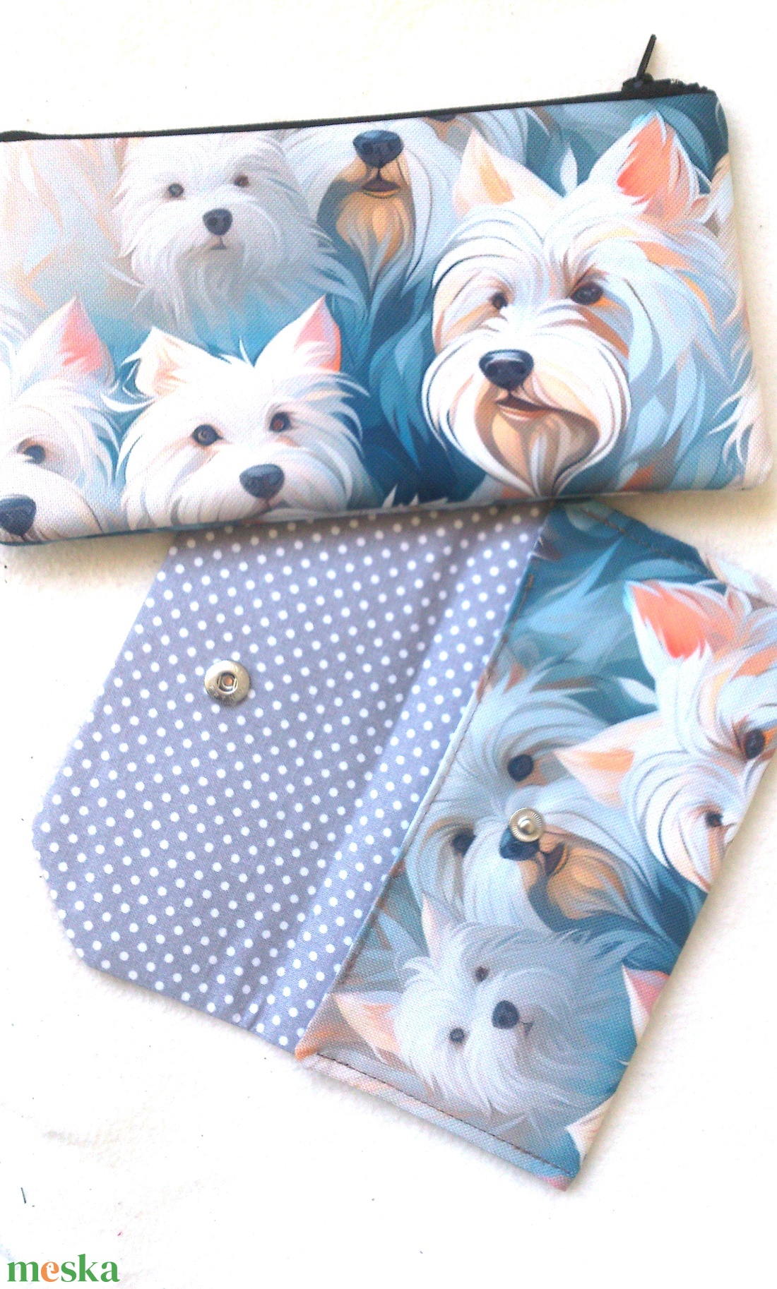 Akciós! Westie mintás - vízálló neszi/tolltartó- zsepitartóval - ajándék szett - Valentin nap - táska & tok - neszesszer - Meska.hu Akciós! Westie mintás - vízálló neszi/tolltartó- zsepitartóval - ajándék szett - Valentin nap - táska & tok - neszesszer - Meska.hu