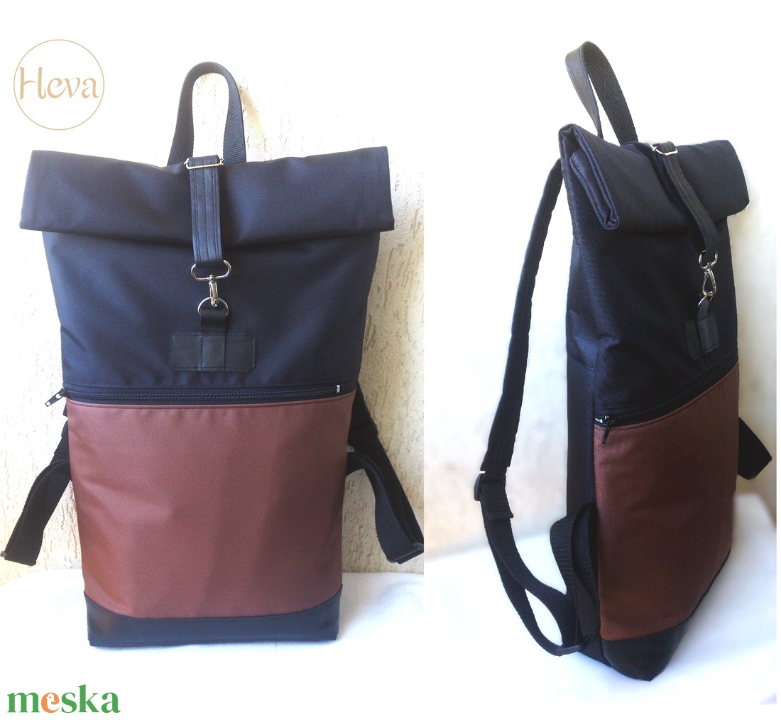 Barna/fekete hátizsák- rolltop - laptop táska- Nagy méret- valódi bőrrel- ajándék - - táska & tok - hátizsák - roll top hátizsák - Meska.hu Barna/fekete hátizsák- rolltop - laptop táska- Nagy méret- valódi bőrrel- ajándék - - táska & tok - hátizsák - roll top hátizsák - Meska.hu