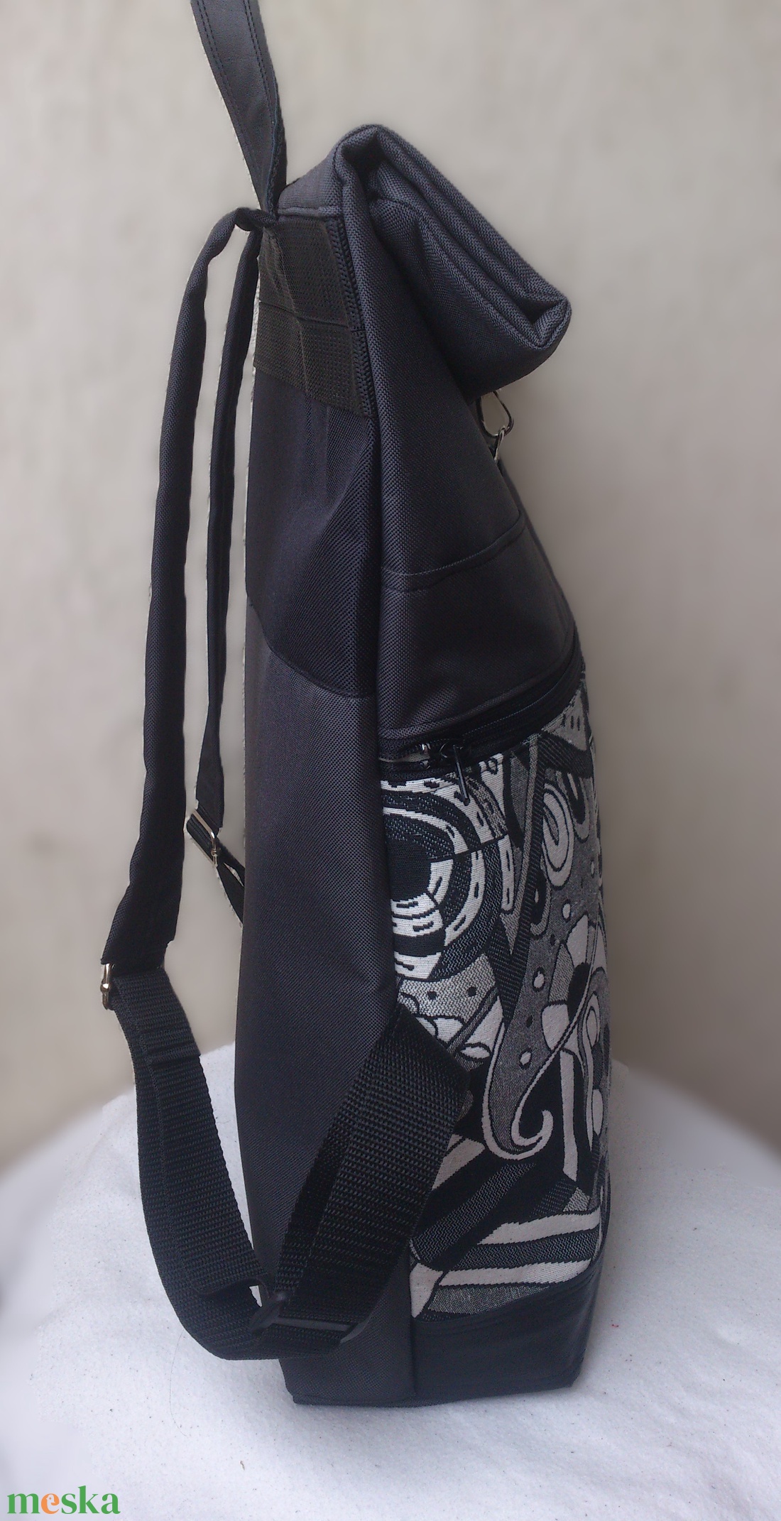 Akciós! Picasso mintás hátizsák-  rolltop - laptop táska- Nagy méret- valódi bőrrel- ajándék - unisex - táska & tok - hátizsák - roll top hátizsák - Meska.hu