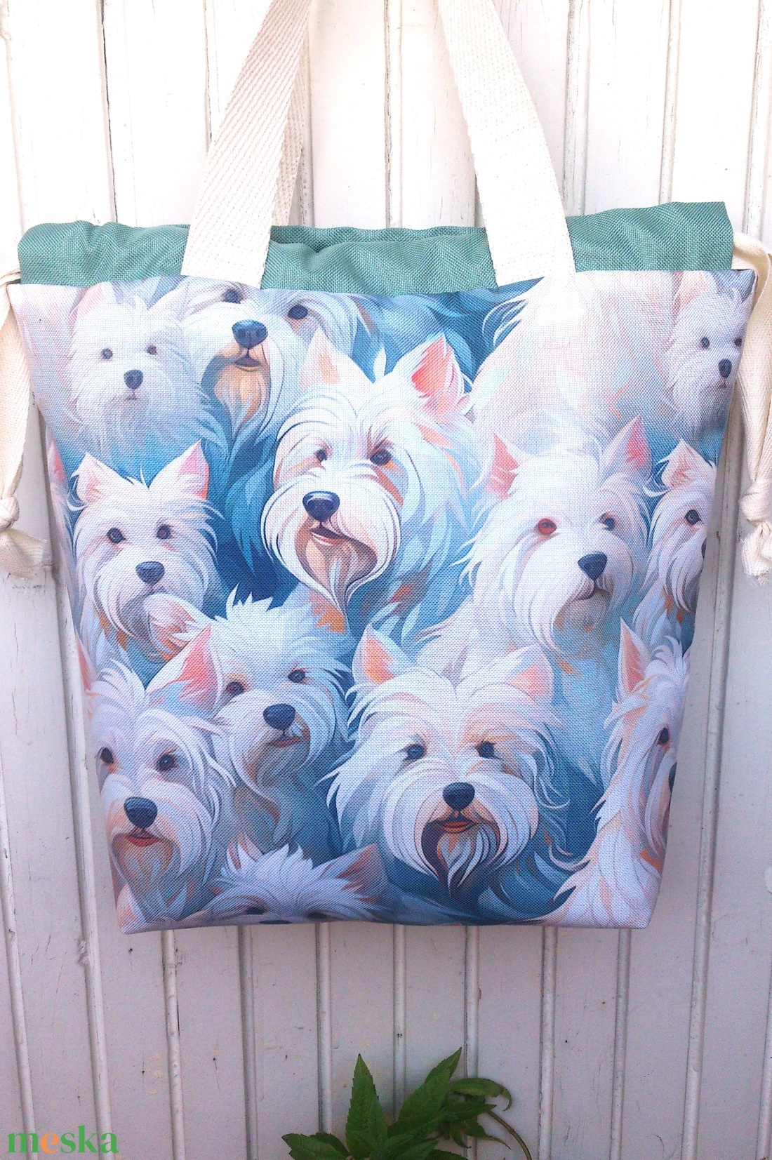 Westie - mintás Vízálló ételhordó/ ebédes táska - ajándék- projekt bag -  - táska & tok - uzsonna- & ebéd tartó - ebéd tasak, doboz - Meska.hu