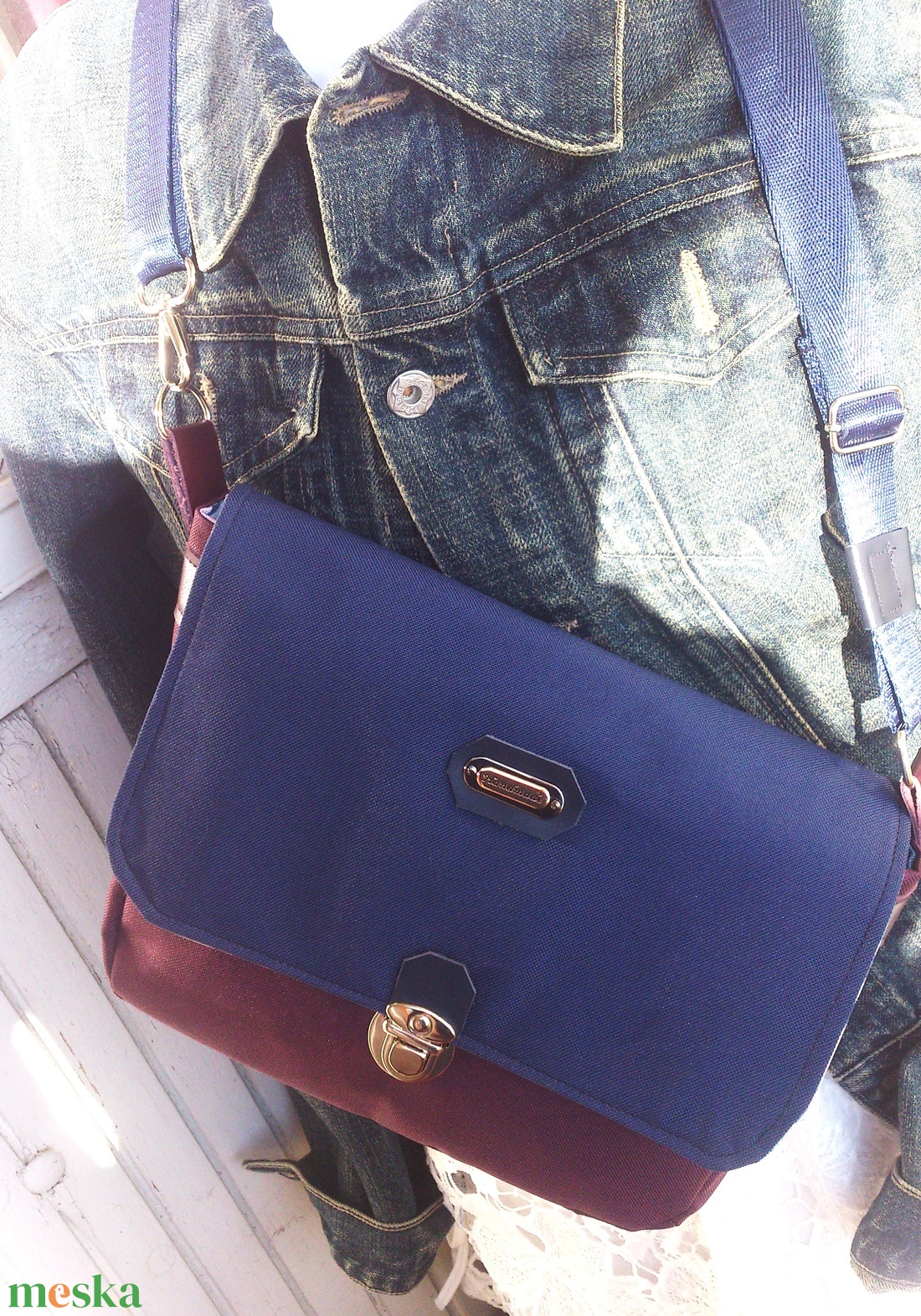 Padlizsán - kék - crossbody válltáska/testtáska - ajándék-  - táska & tok - kézitáska & válltáska - vállon átvethető táska - Meska.hu