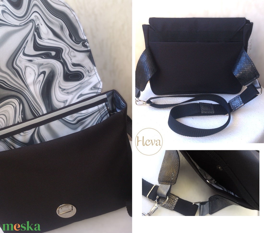 Fekete - ezüst crossbody /testtáska - ezüstös marhabőrrel - ajándék HEVA - táska - táska & tok - variálható táska - Meska.hu Fekete - ezüst crossbody /testtáska - ezüstös marhabőrrel - ajándék HEVA - táska - táska & tok - variálható táska - Meska.hu