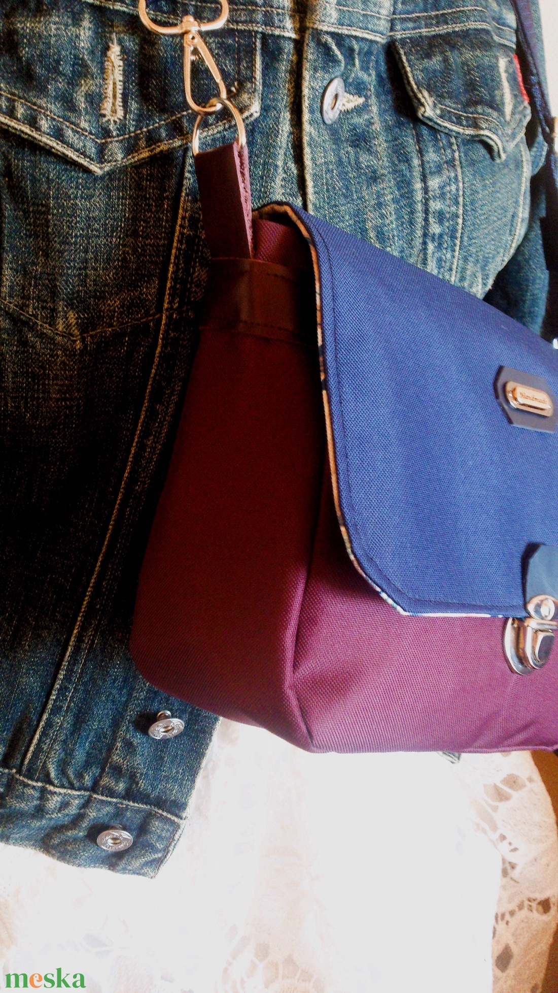 Padlizsán - fekete - crossbody válltáska/testtáska - ajándék- variálható táska - Heva táska  - táska & tok - variálható táska - Meska.hu