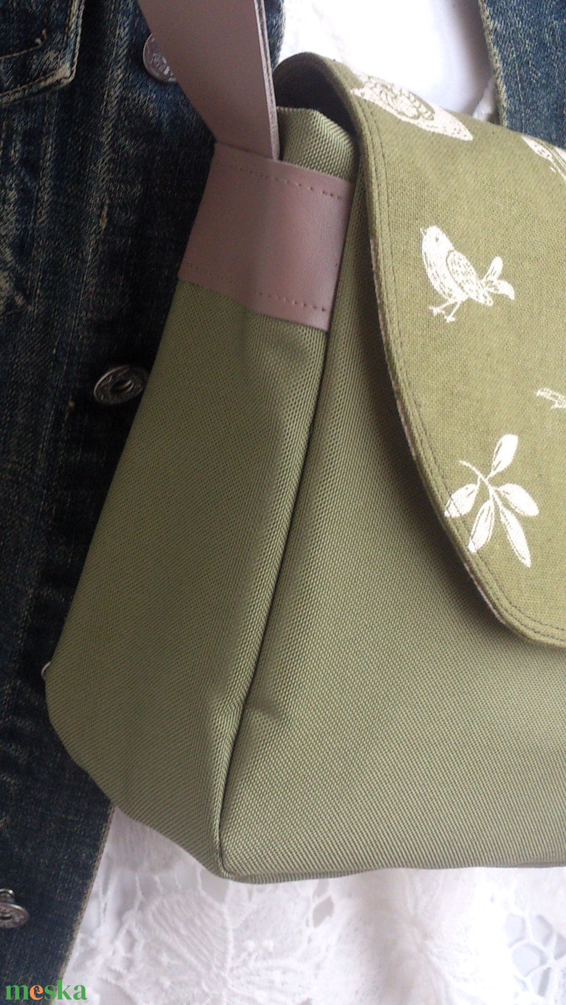 Cross body - olívazöld / oldaltáska, testtáska  - ajándék - Heva táska - karácsony - táska & tok - kézitáska & válltáska - vállon átvethető táska - Meska.hu