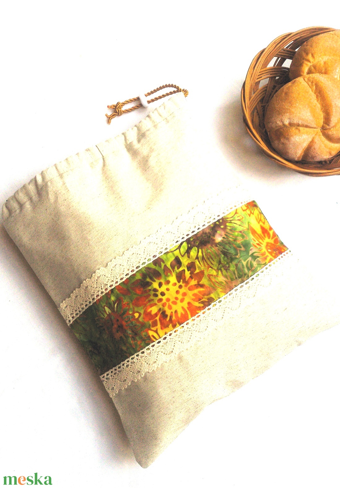 Akciós! Kenyeres zsák - péksüteményes zsák - napraforgós - zero waste- Ajándék - otthon & életmód - konyhafelszerelés, tálalás - konyhai tárolás - kenyértartó - Meska.hu