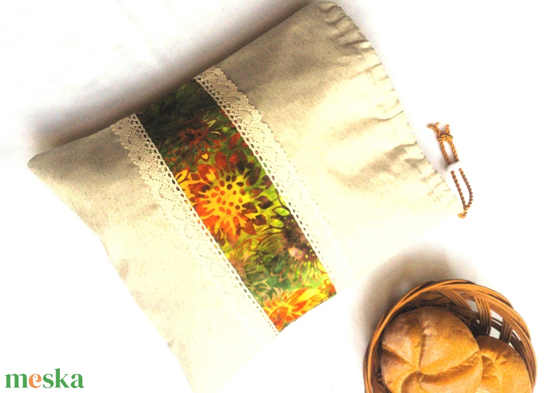 Akciós! Kenyeres zsák - péksüteményes zsák - napraforgós - zero waste- Ajándék - otthon & életmód - konyhafelszerelés, tálalás - konyhai tárolás - kenyértartó - Meska.hu