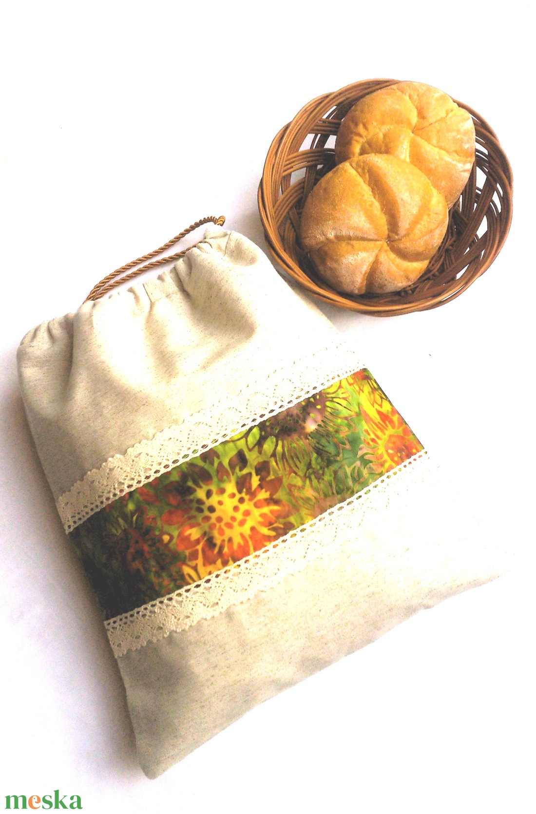 Akciós! Kenyeres zsák - péksüteményes zsák - napraforgós - zero waste- Ajándék - otthon & életmód - konyhafelszerelés, tálalás - konyhai tárolás - kenyértartó - Meska.hu