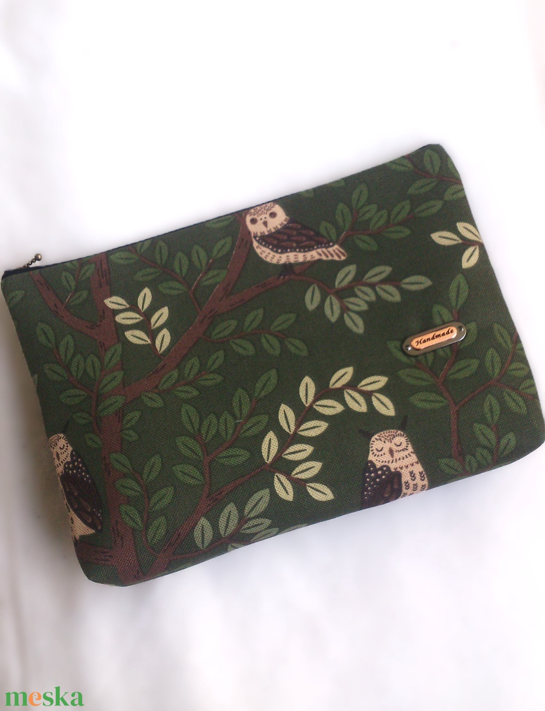 Baglyos zöld neszeszer /pelenkázó neszi  -  ajándék - kismamáknak is - nagyobb méret - táska & tok - neszesszer - Meska.hu