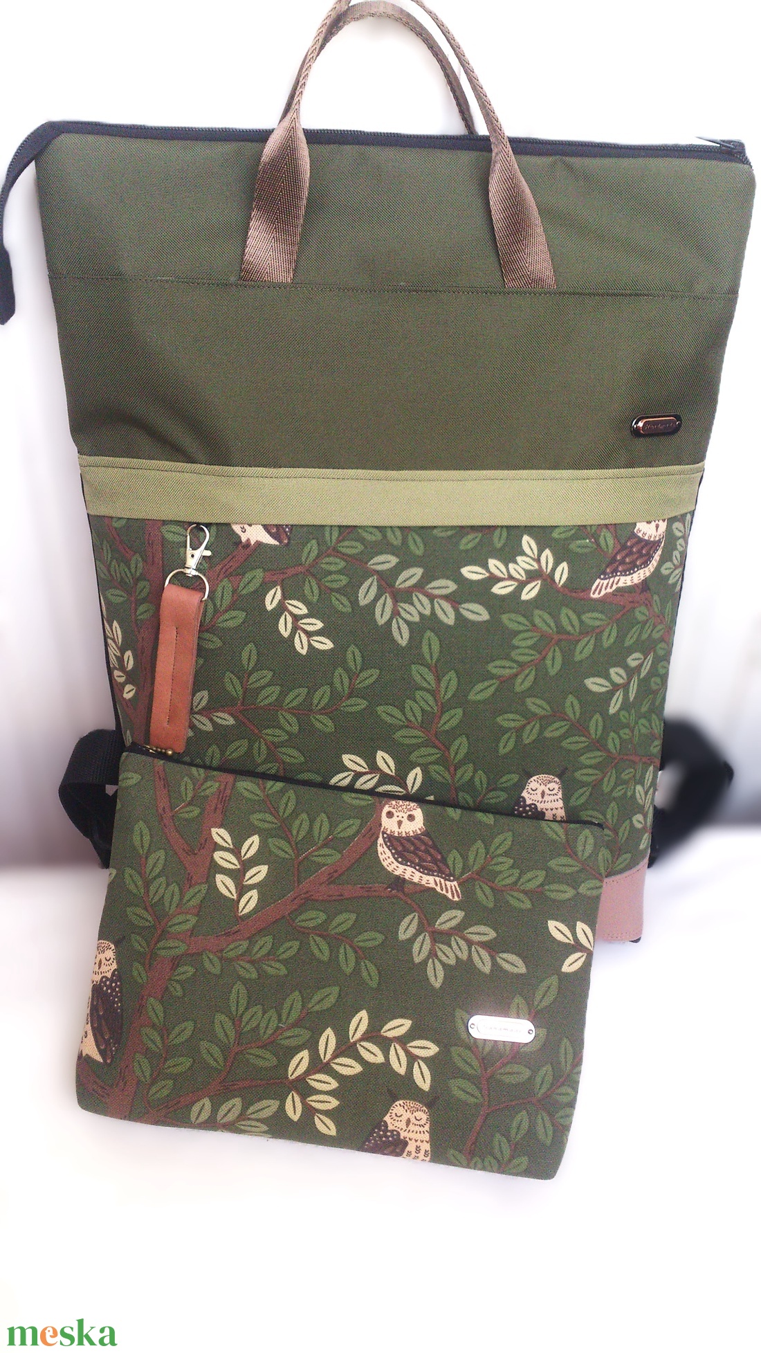 Baglyos zöld neszeszer /pelenkázó neszi  -  ajándék - kismamáknak is - nagyobb méret - táska & tok - neszesszer - Meska.hu