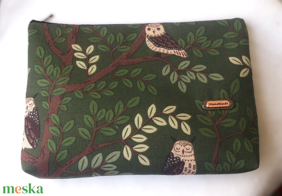 Baglyos zöld neszeszer /pelenkázó neszi  -  ajándék - kismamáknak is - nagyobb méret - táska & tok - neszesszer - Meska.hu