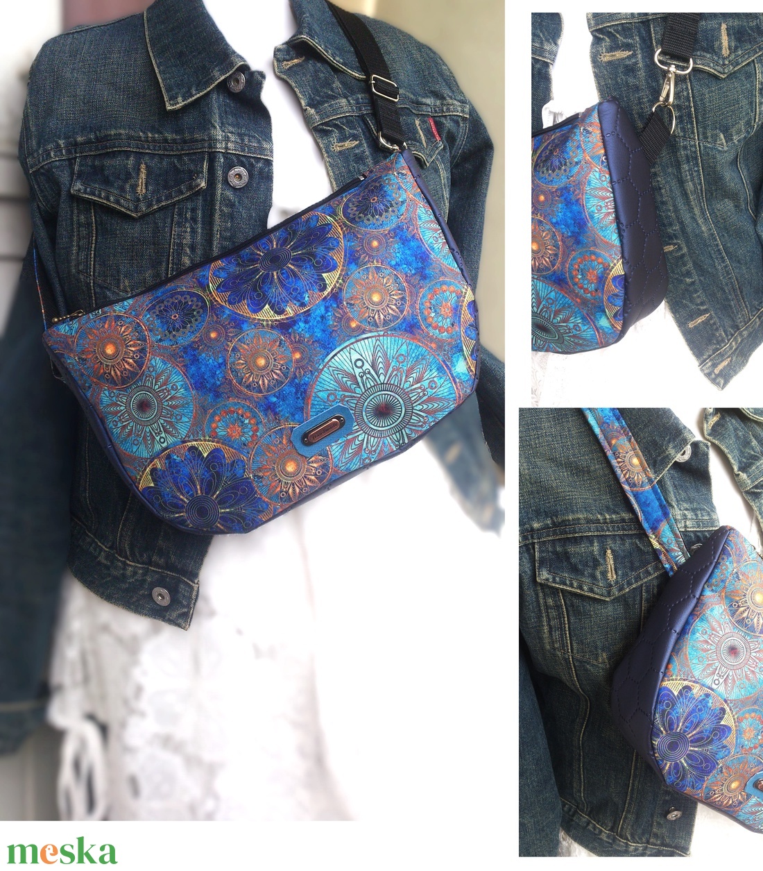 Türkizkék mandalás Cross body - oldaltáska, testtáska  - vízálló - ajándék - Heva táska - Anyák napja - táska & tok - kézitáska & válltáska - vállon átvethető táska - Meska.hu