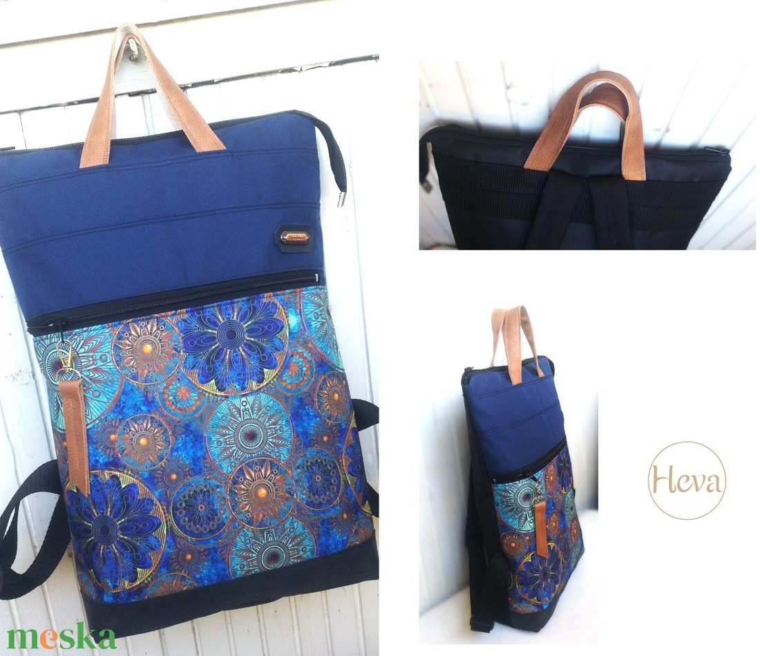 Türkizkék-mandalás hátizsák/kézitáska/ nagy pakolós táska - ajándék - Anyák napja- karácsony - táska & tok - hátizsák - hátizsák - Meska.hu
