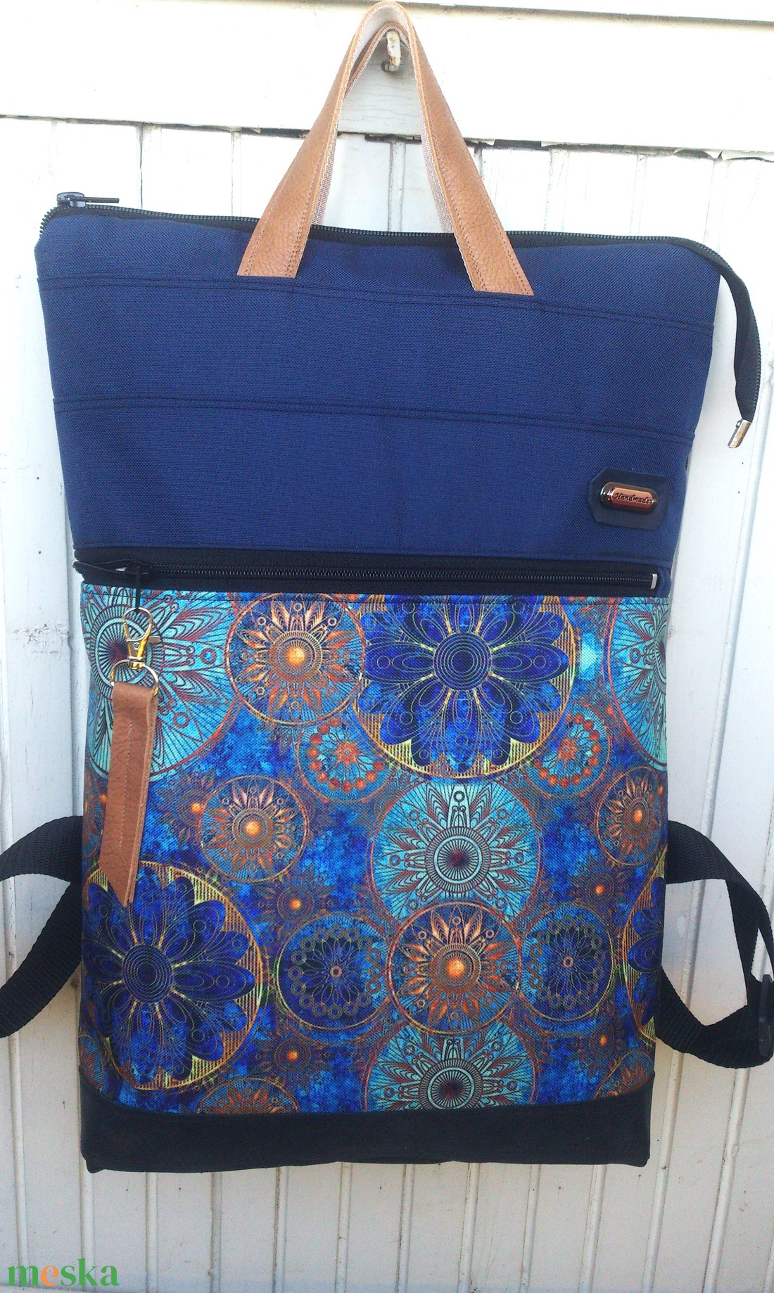 Türkizkék-mandalás hátizsák/kézitáska/ nagy pakolós táska - ajándék - Anyák napja- karácsony - táska & tok - hátizsák - hátizsák - Meska.hu