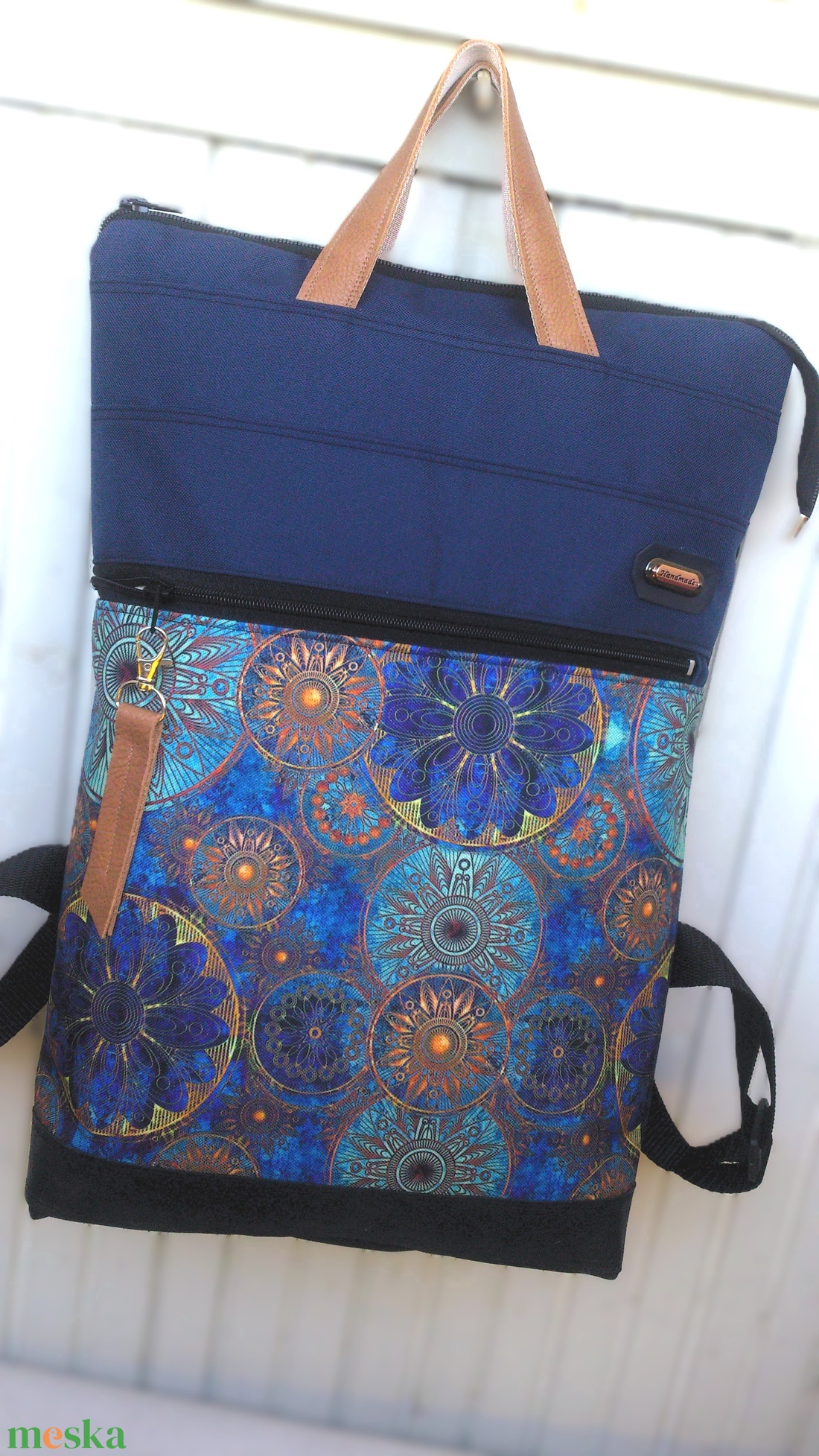 Türkizkék-mandalás hátizsák/kézitáska/ nagy pakolós táska - ajándék - Anyák napja- karácsony - táska & tok - hátizsák - hátizsák - Meska.hu