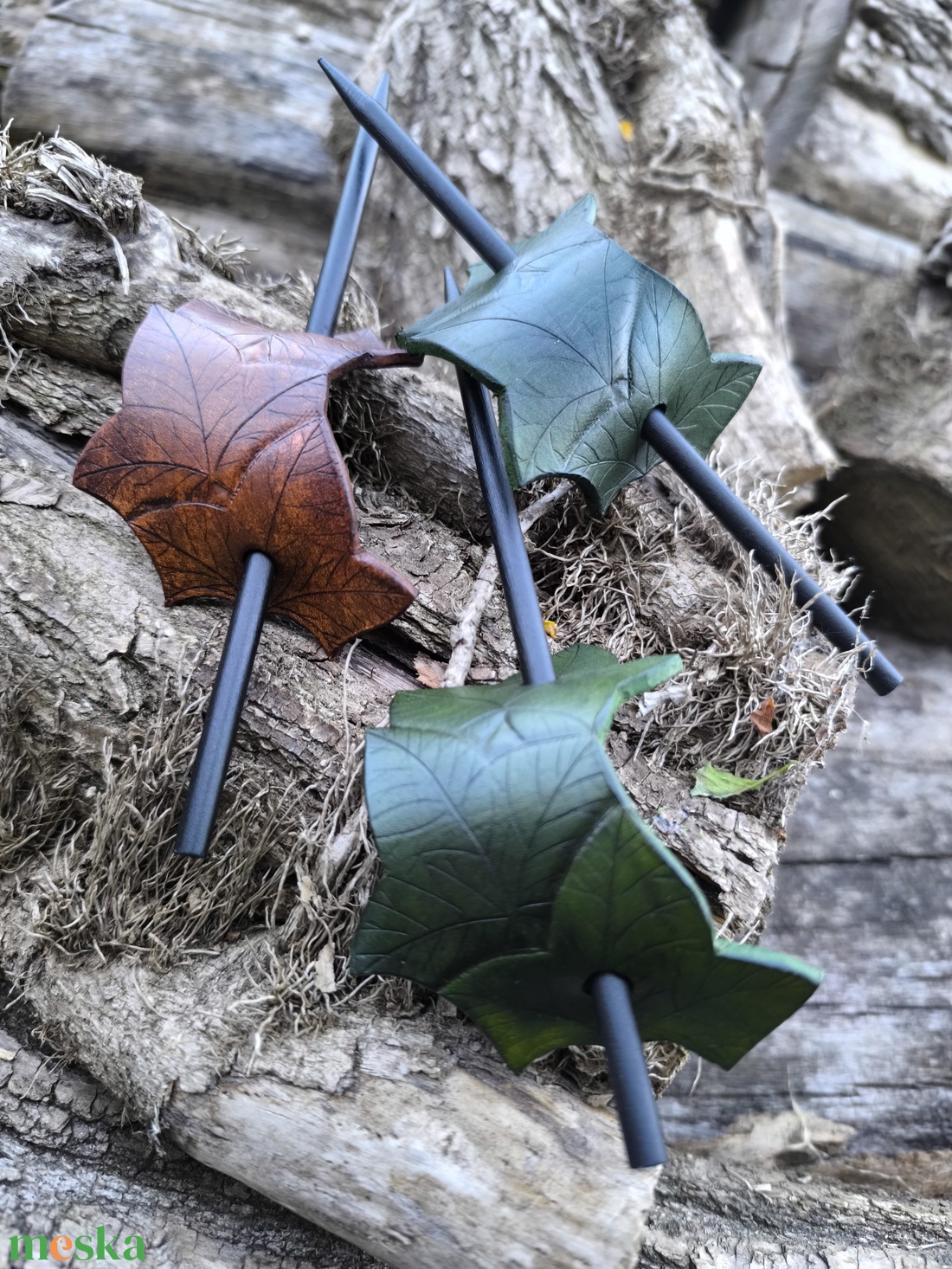 Bőr hajcsat - ruha & divat - hajdísz & hajcsat - hajcsat & hajtű - Meska.hu