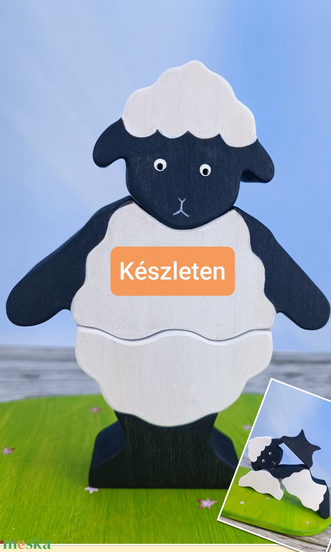 Bárányos húsvéti  fa kirakó � kézzel készült fejlesztő játék gyerekeknek - játék & sport - készségfejlesztő és logikai játék - toronyépítő- és egyensúlyozó játékok - Meska.hu