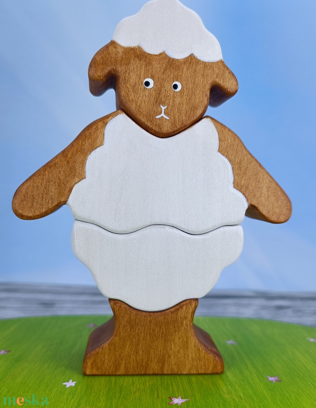 Bárányos húsvéti  fa kirakó � kézzel készült fejlesztő játék gyerekeknek - játék & sport - készségfejlesztő és logikai játék - toronyépítő- és egyensúlyozó játékok - Meska.hu