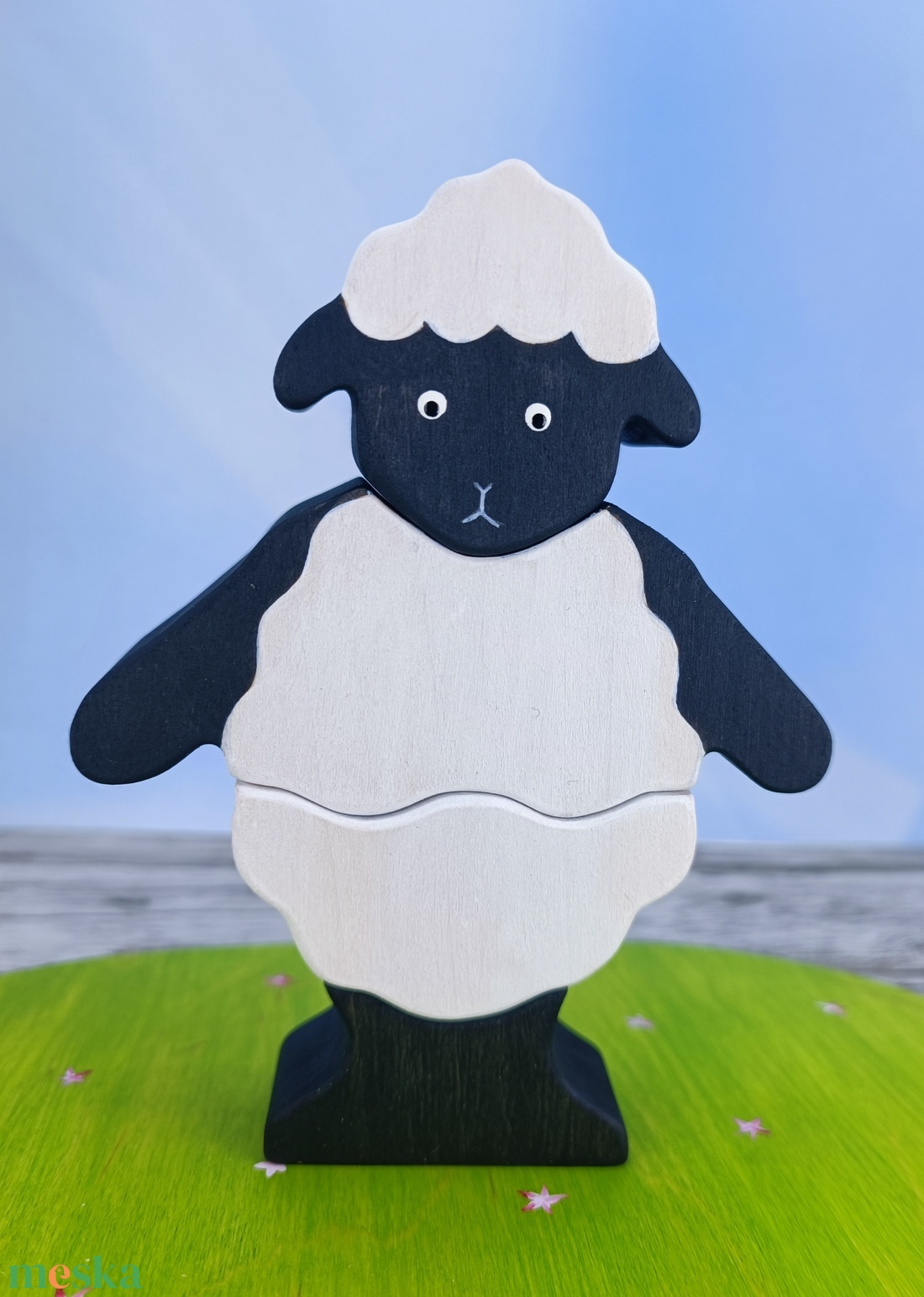 Bárányos húsvéti  fa kirakó � kézzel készült fejlesztő játék gyerekeknek - játék & sport - készségfejlesztő és logikai játék - toronyépítő- és egyensúlyozó játékok - Meska.hu