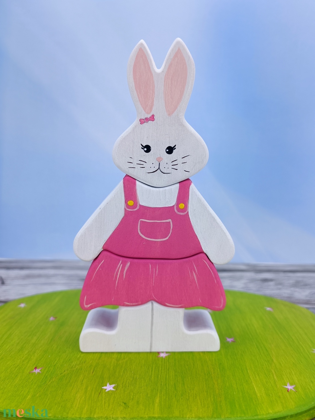 Nyuszilányos húsvéti  fa kirakó � kézzel készült fejlesztő játék gyerekeknek - játék & sport - készségfejlesztő és logikai játék - toronyépítő- és egyensúlyozó játékok - Meska.hu