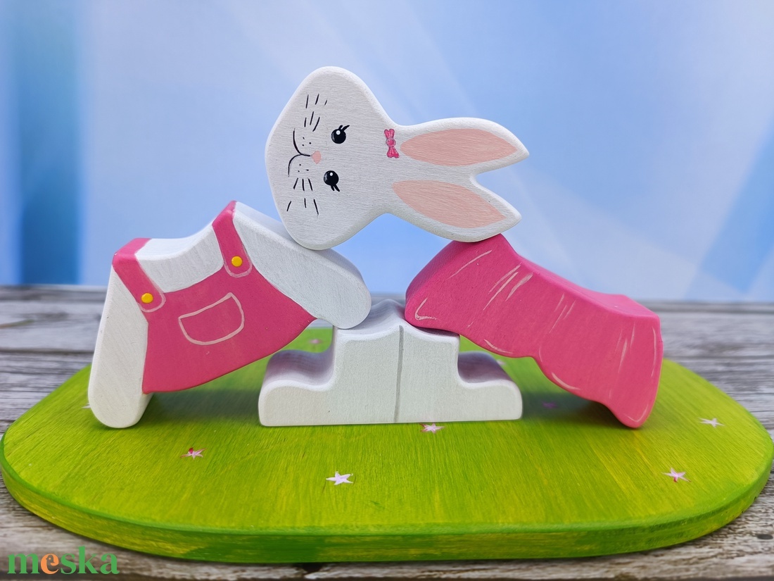 Nyuszilányos húsvéti  fa kirakó � kézzel készült fejlesztő játék gyerekeknek - játék & sport - készségfejlesztő és logikai játék - toronyépítő- és egyensúlyozó játékok - Meska.hu