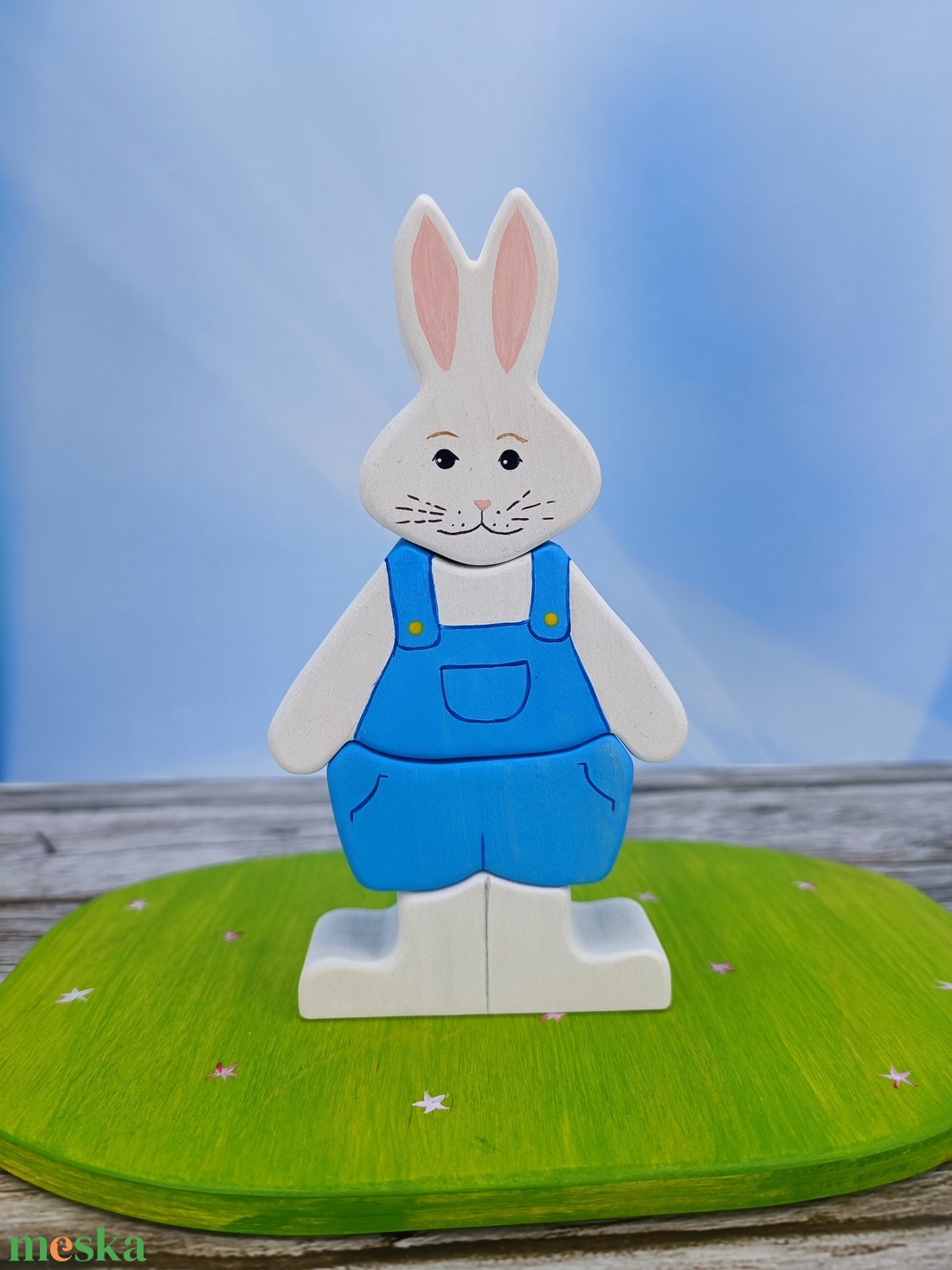 Nyuszilányos húsvéti  fa kirakó � kézzel készült fejlesztő játék gyerekeknek - játék & sport - készségfejlesztő és logikai játék - toronyépítő- és egyensúlyozó játékok - Meska.hu