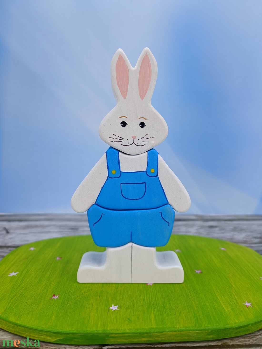 Nyuszifiús húsvéti  fa kirakó � kézzel készült fejlesztő játék gyerekeknek - játék & sport - készségfejlesztő és logikai játék - toronyépítő- és egyensúlyozó játékok - Meska.hu